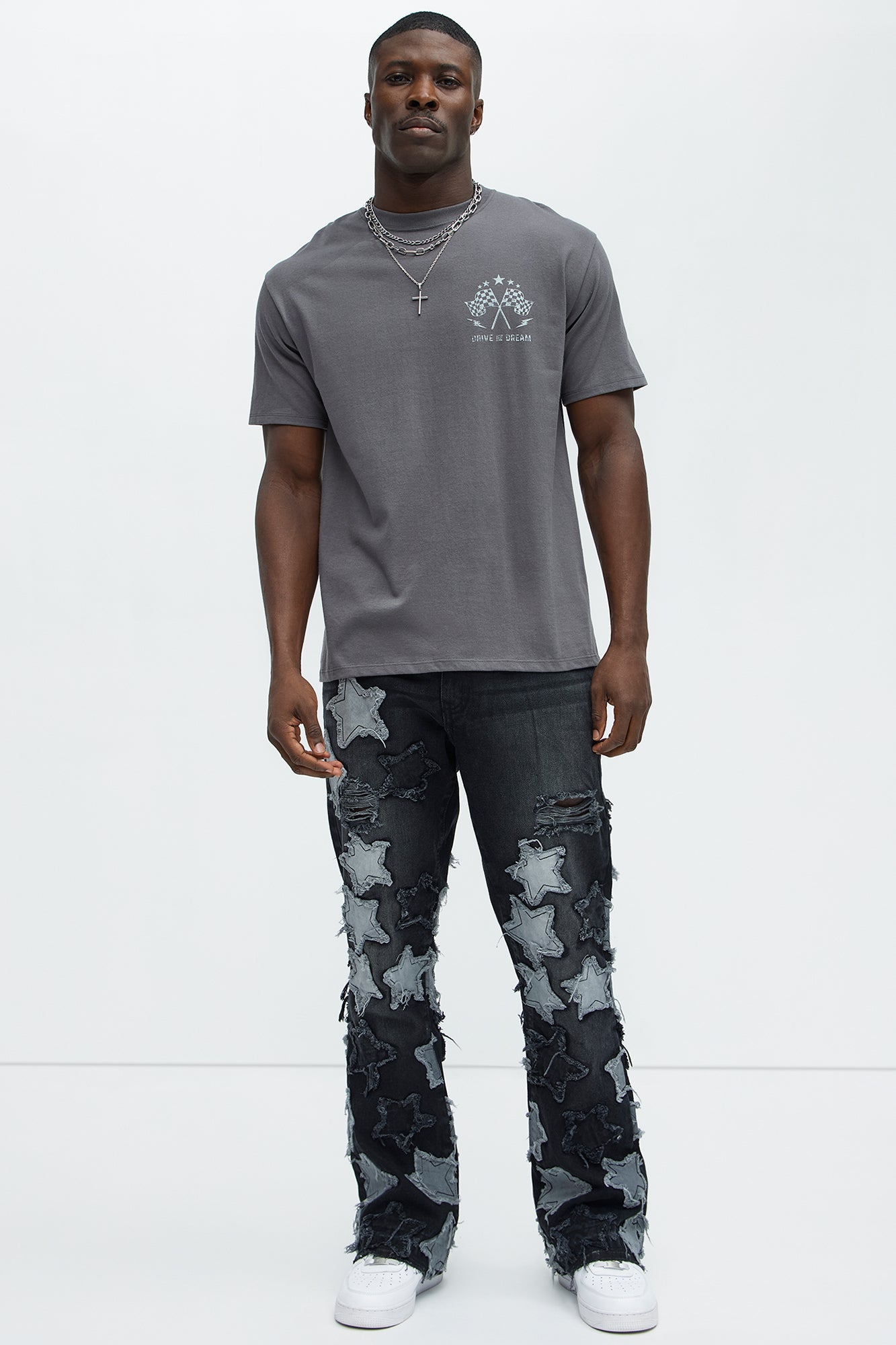 Counting Stars Stacked Slim Flare Jeans - Black Wash