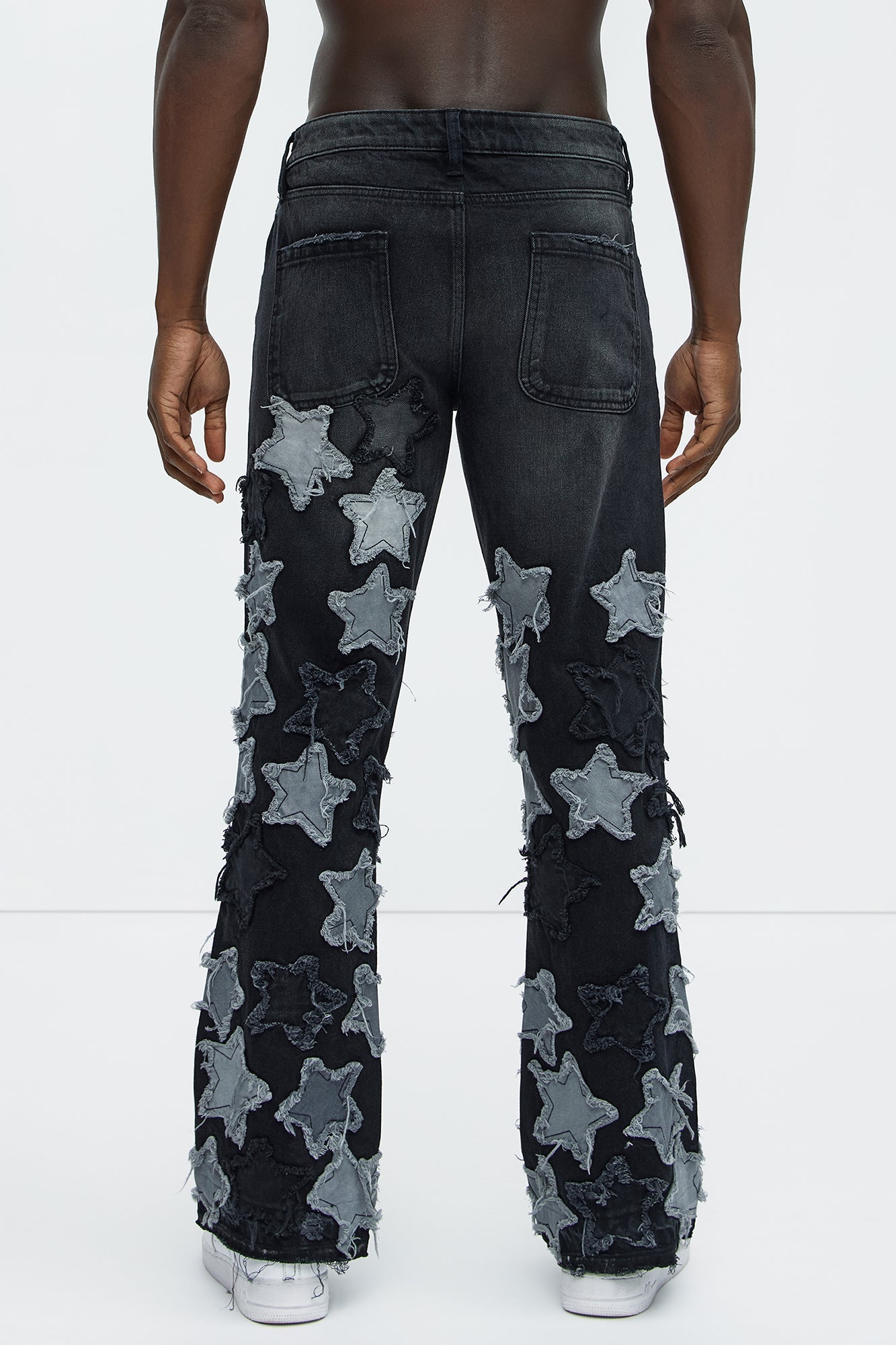 Counting Stars Stacked Slim Flare Jeans - Black Wash