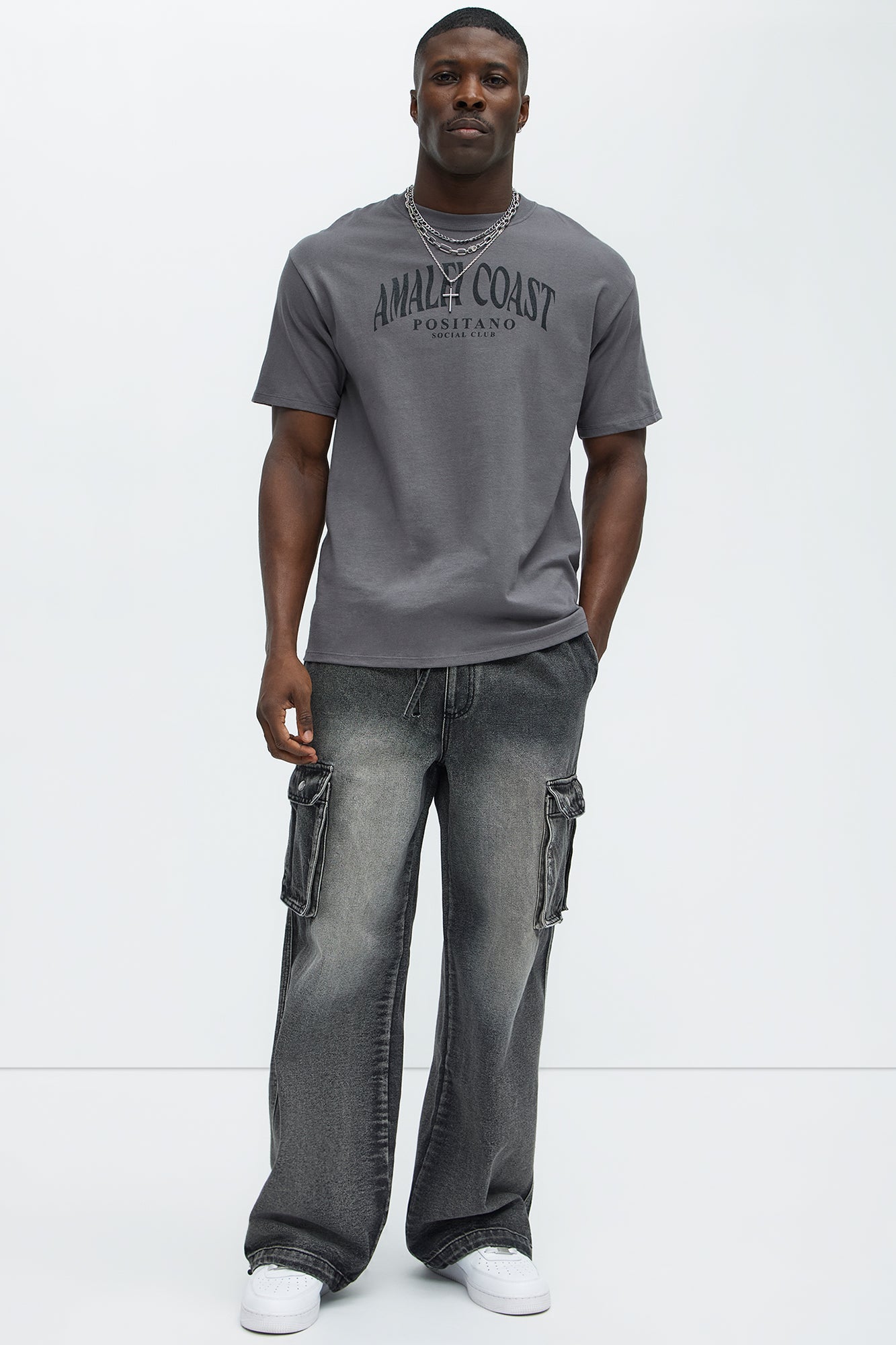 Stretch Waist Relaxed Baggy Jeans - Black Wash