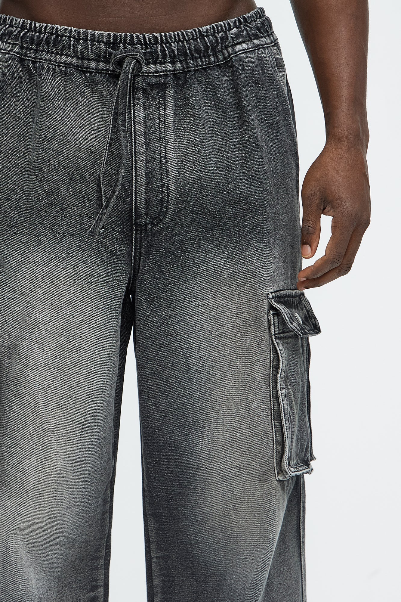Stretch Waist Relaxed Baggy Jeans - Black Wash