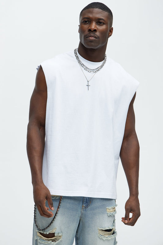 Relaxed Heavyweight Muscle Tee - White