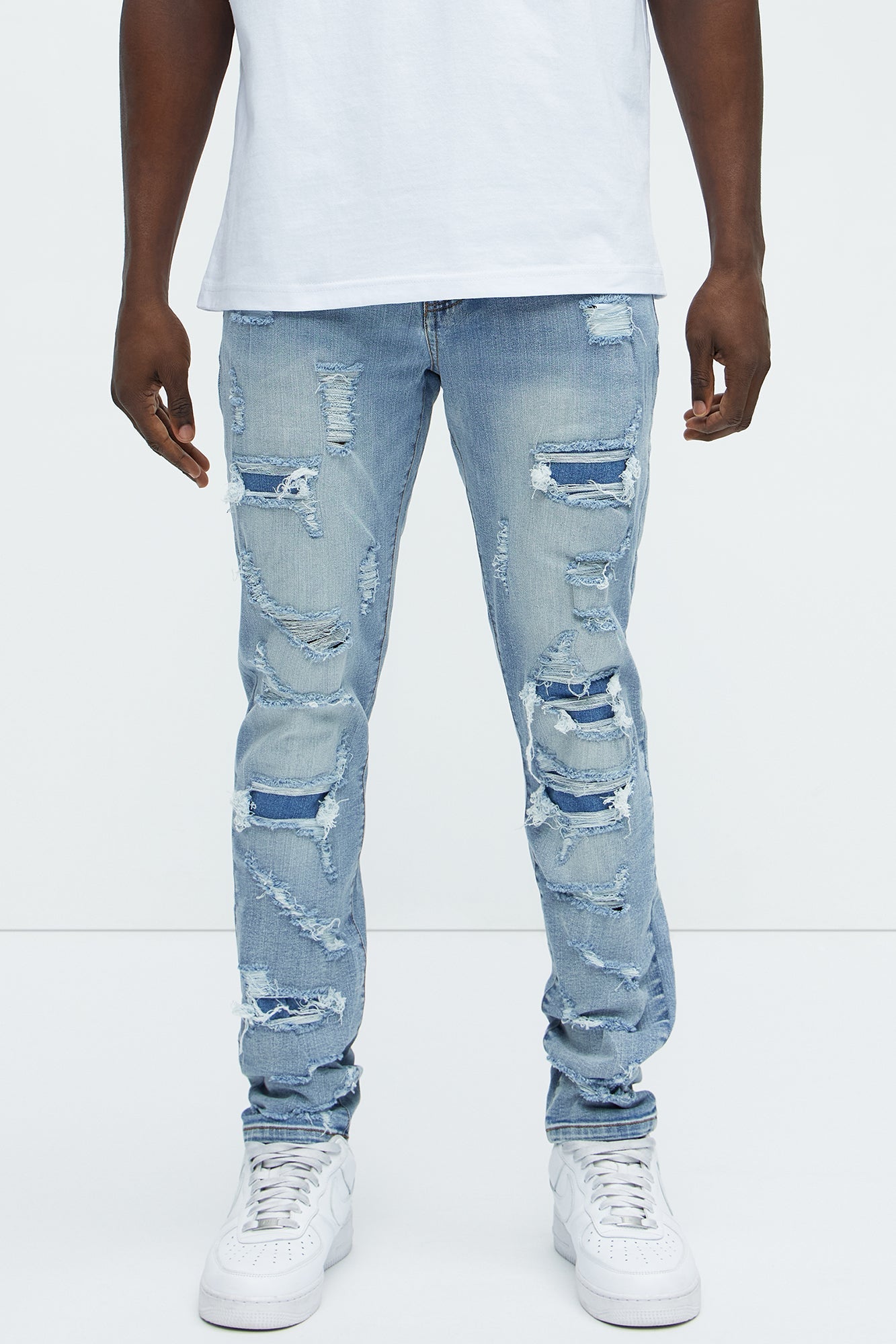 Through It Ripped Skinny Jeans - Vintage Blue Wash