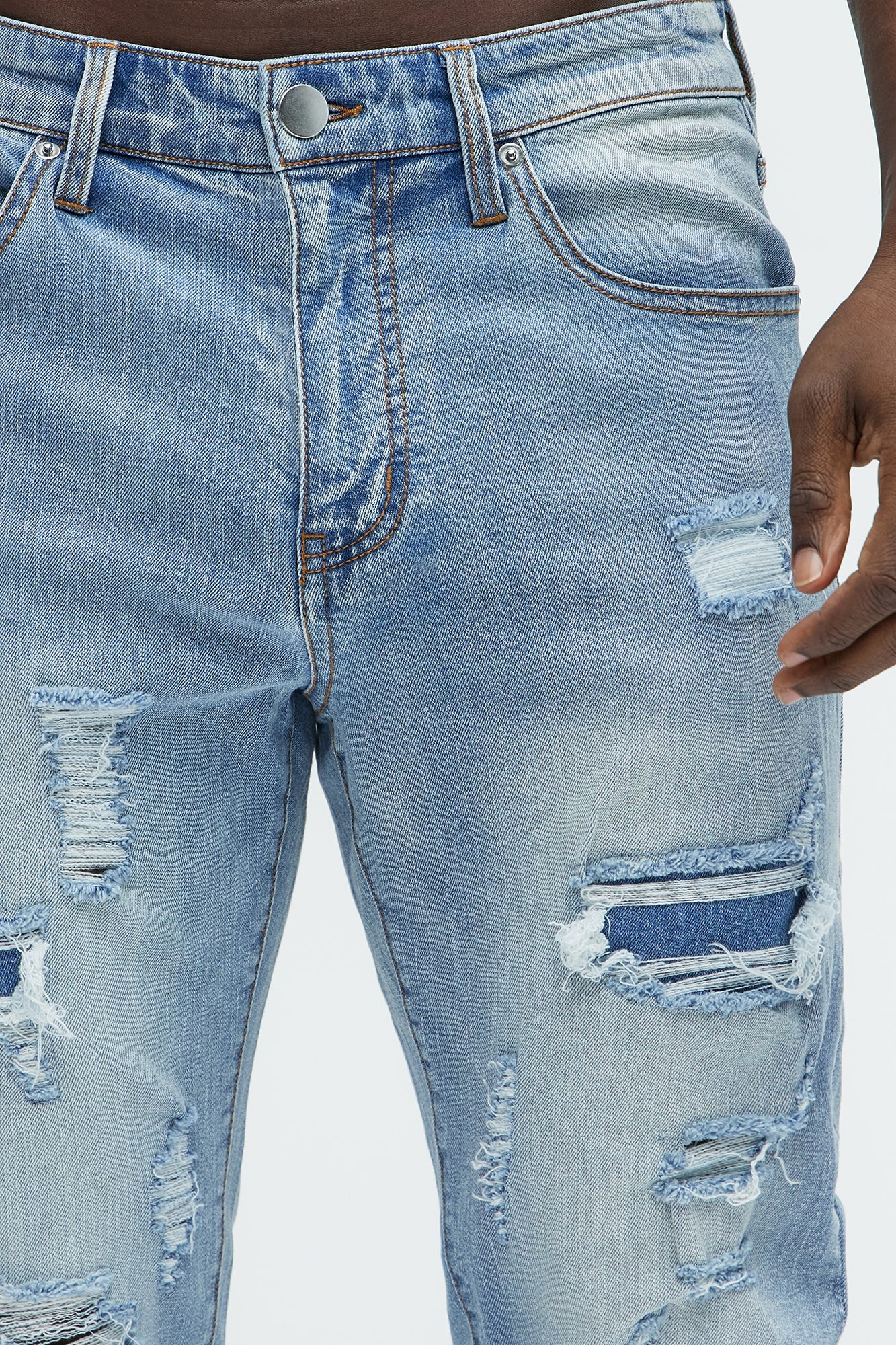 Through It Ripped Skinny Jeans - Vintage Blue Wash