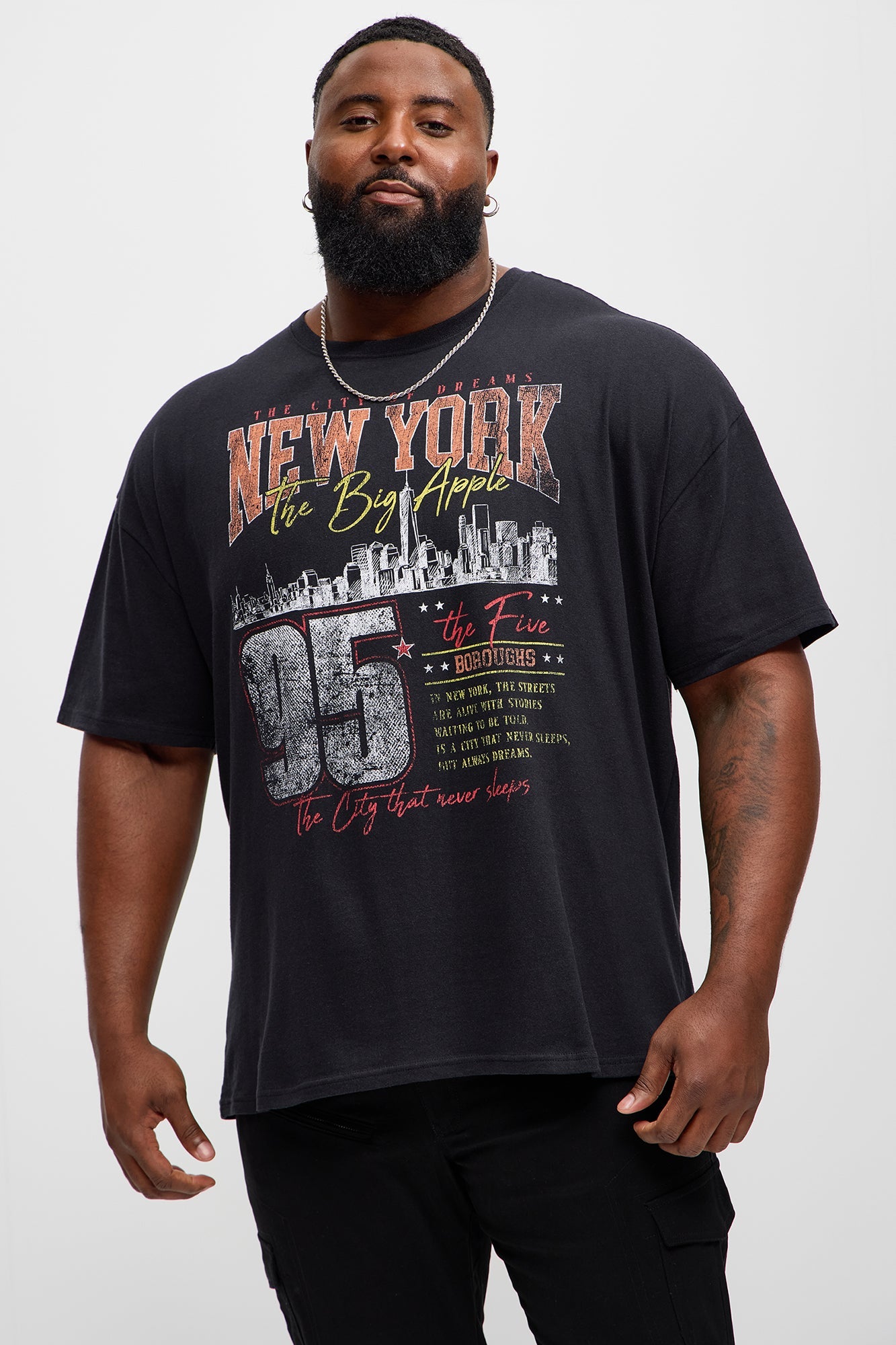 The Big Apple NYC Oversized Short Sleeve Tee - Black