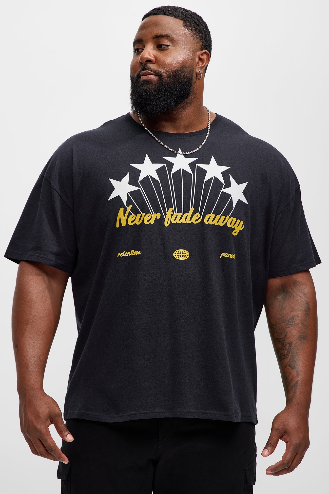 Never Fade Away Oversized Short Sleeve Tee - Black
