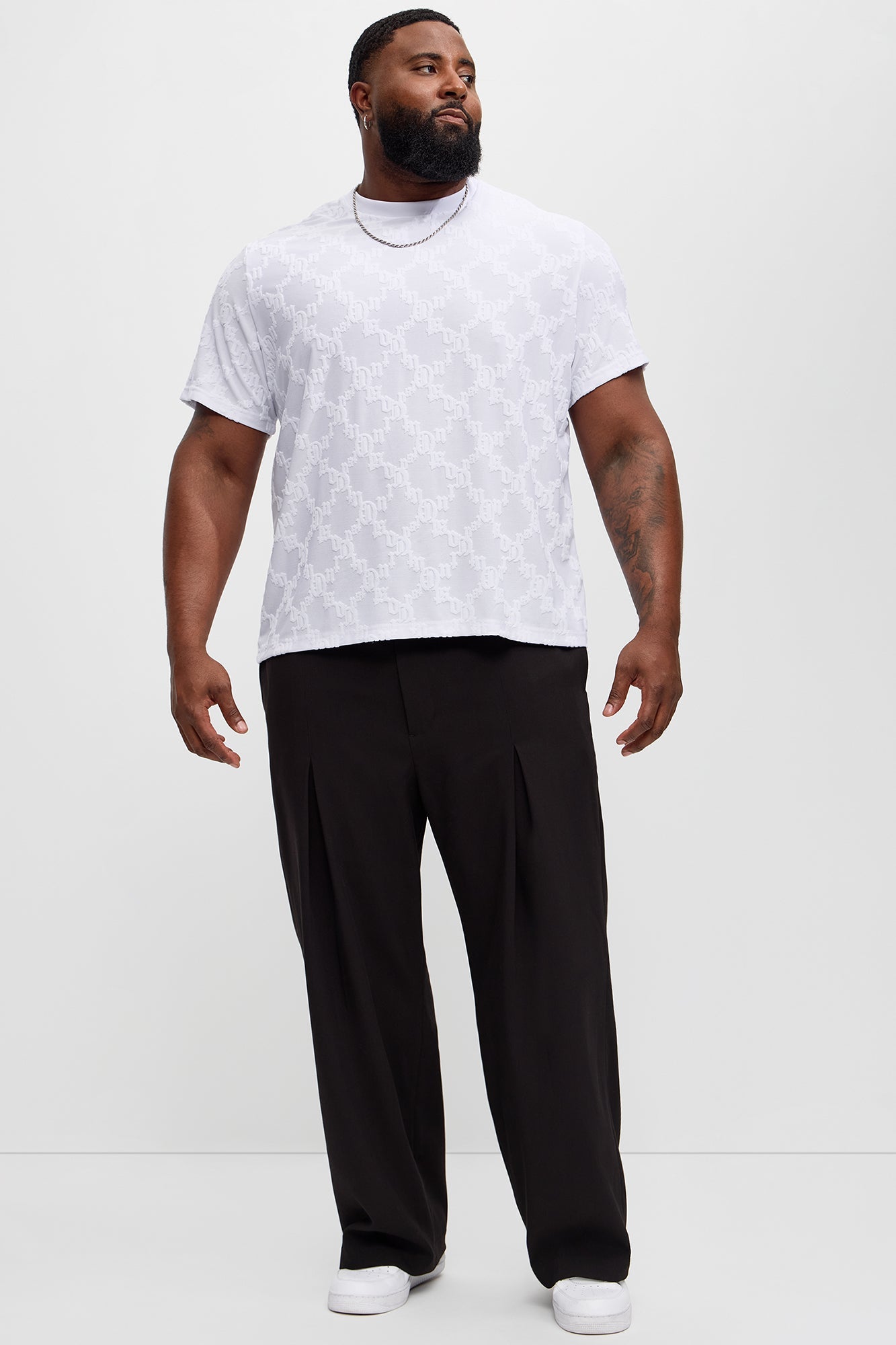 Verbiage Chenille Knit Crew Tee - White