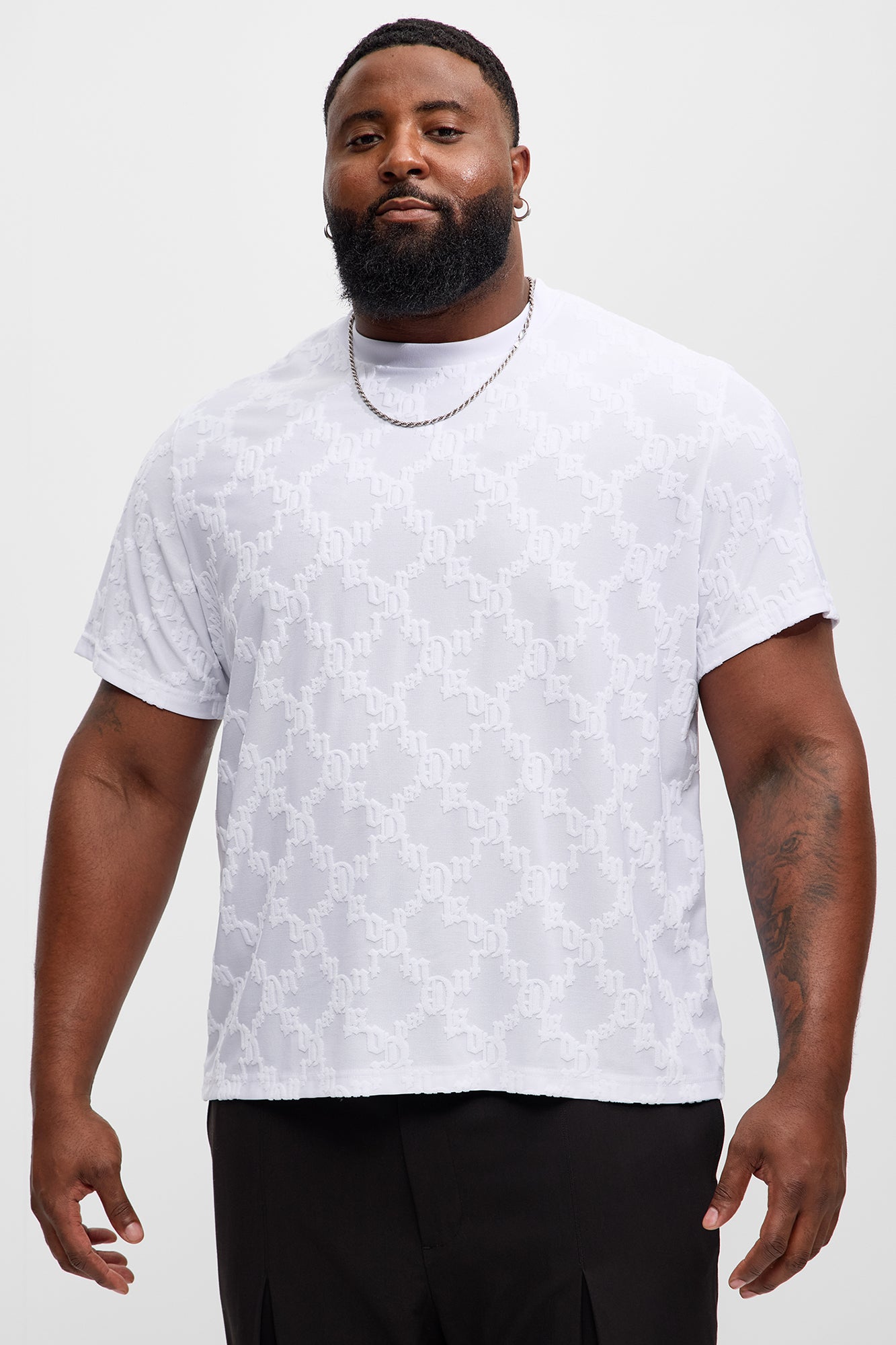 Verbiage Chenille Knit Crew Tee - White