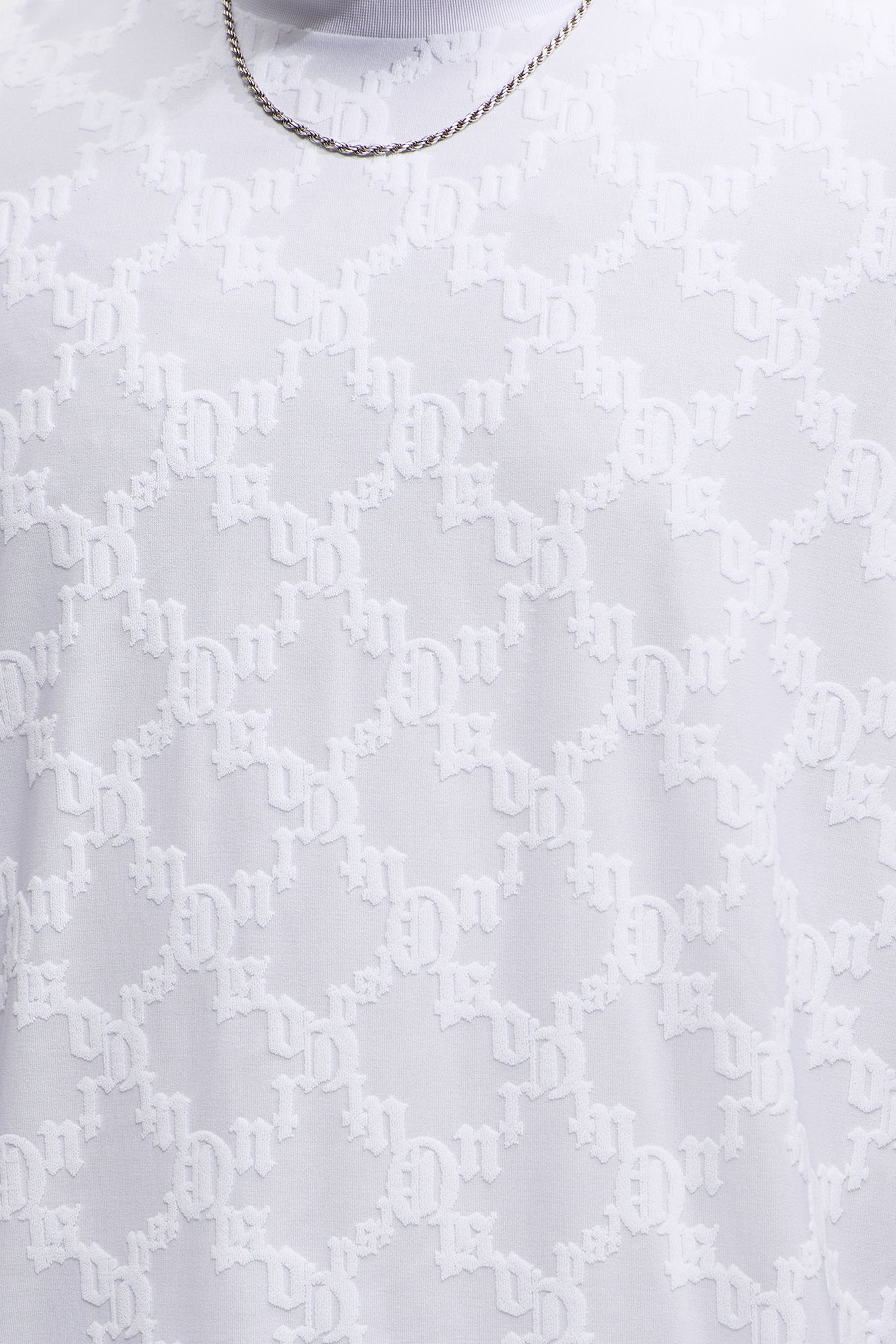 Verbiage Chenille Knit Crew Tee - White