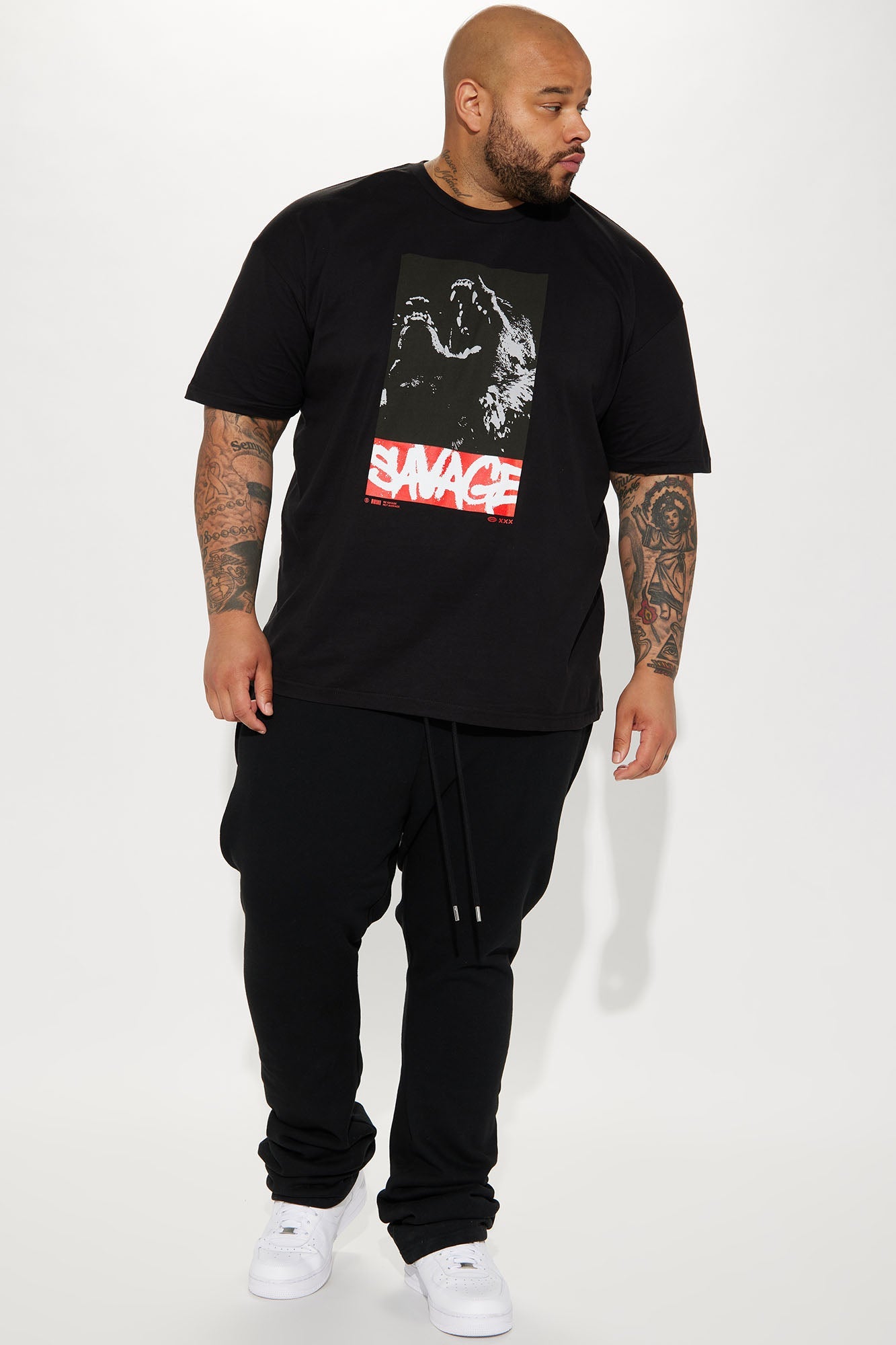 Tyson Skinny Stacked Flare Sweatpant - Black