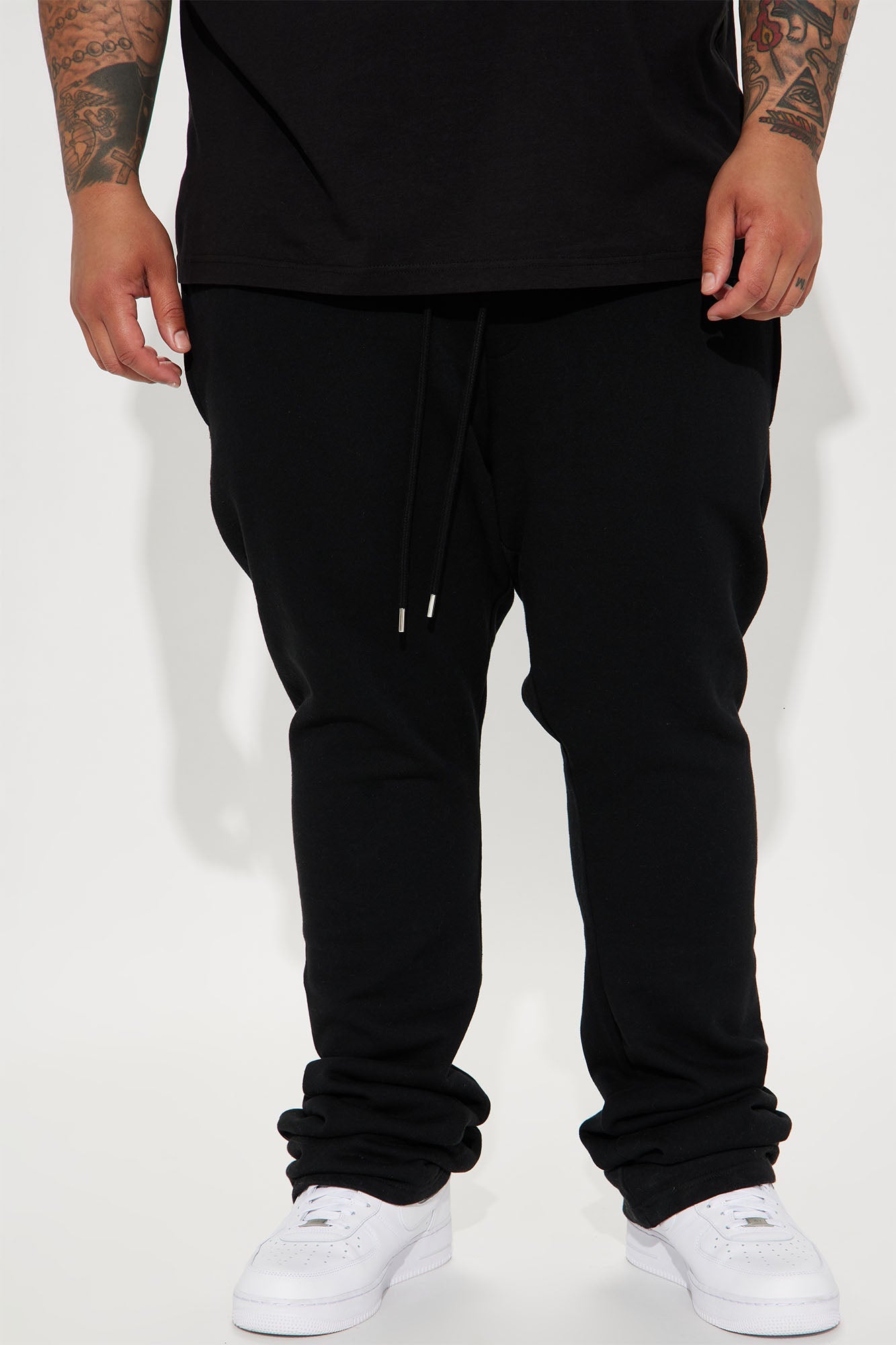 Tyson Skinny Stacked Flare Sweatpant - Black
