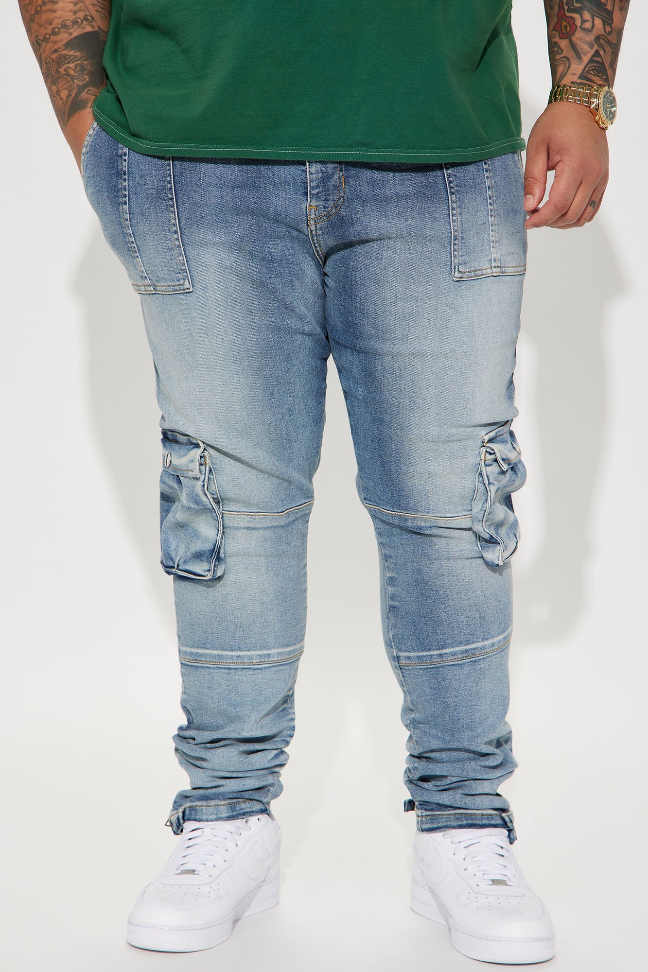Out Of Control Stacked Skinny Jeans - Light Blue Wash