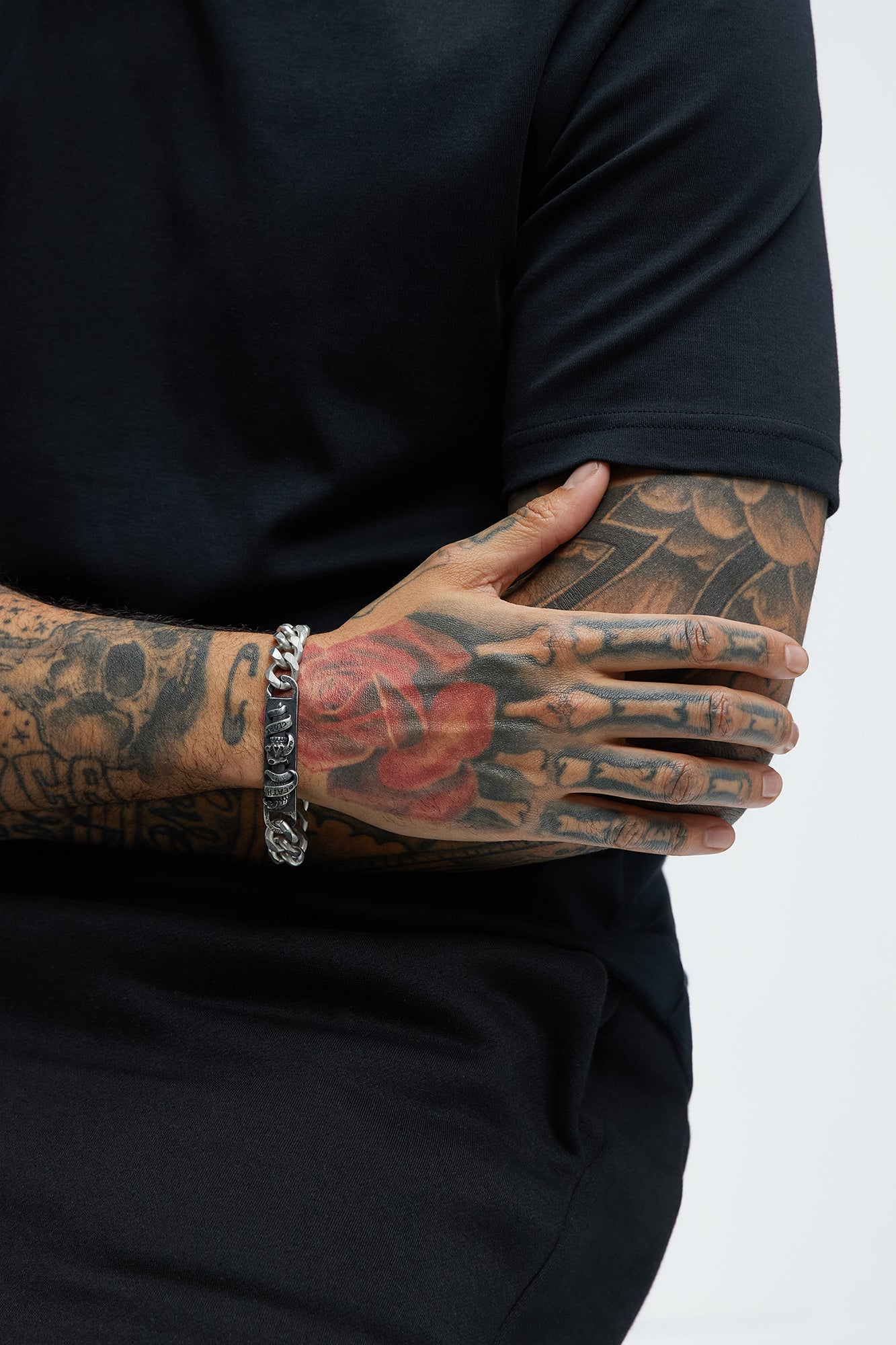 Ed Hardy Death Or Glory Metal Bracelet - Silver