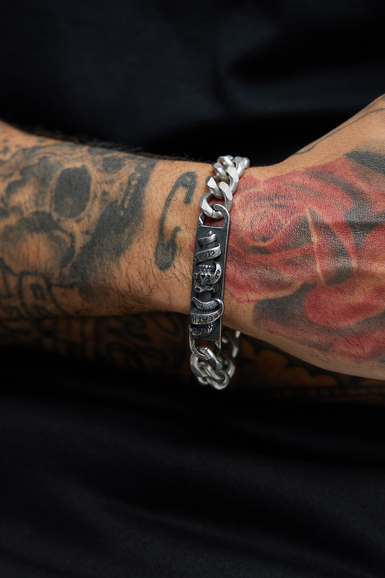 Ed Hardy Death Or Glory Metal Bracelet - Silver