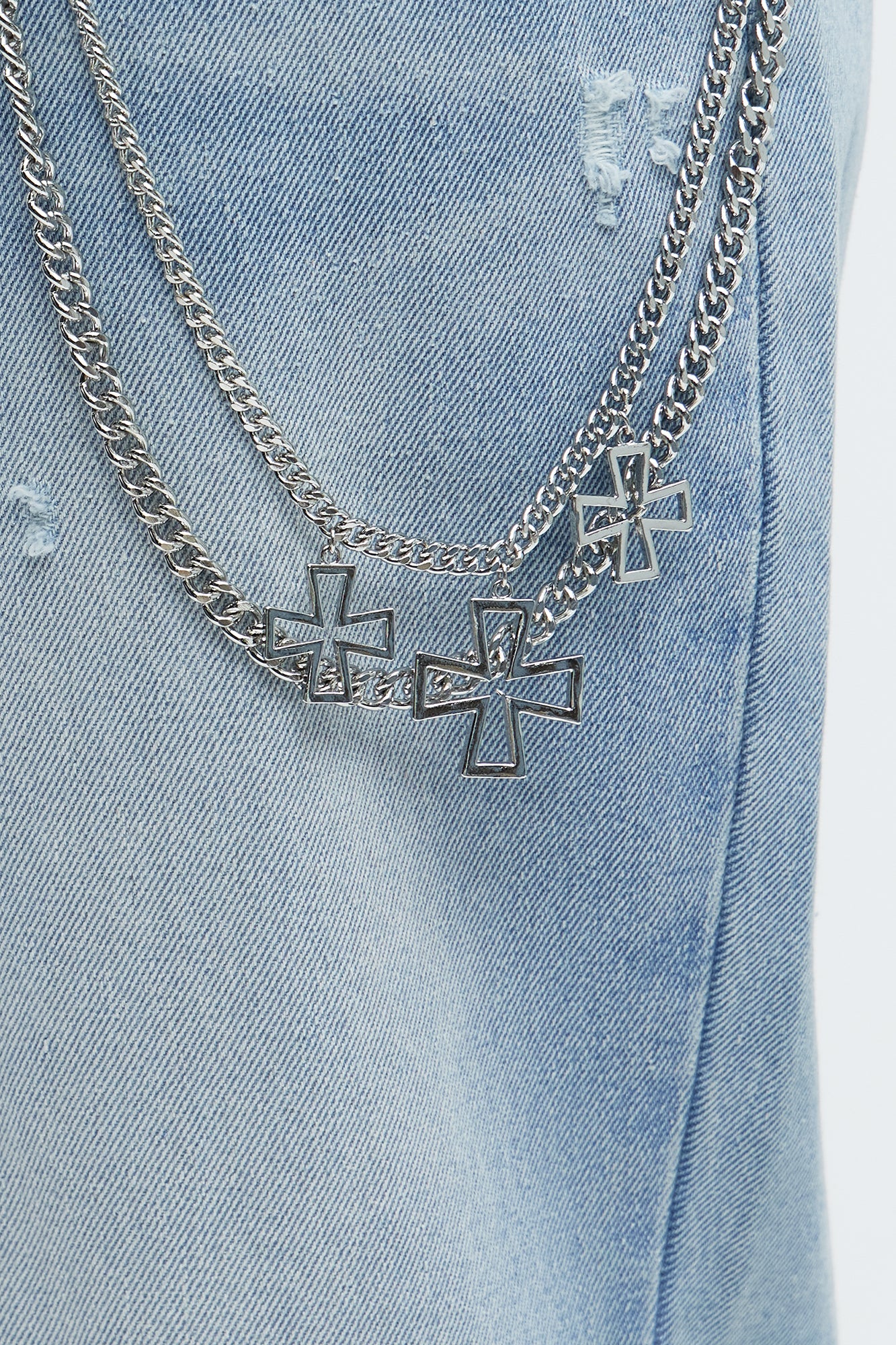 Serena Cross Stacked Pant Chain - Silver