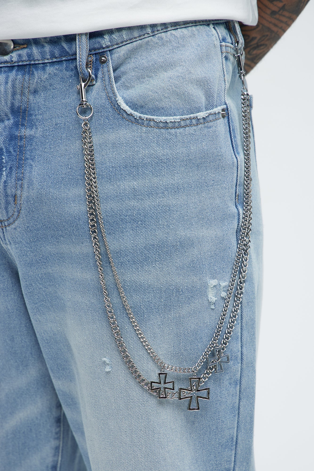 Serena Cross Stacked Pant Chain - Silver