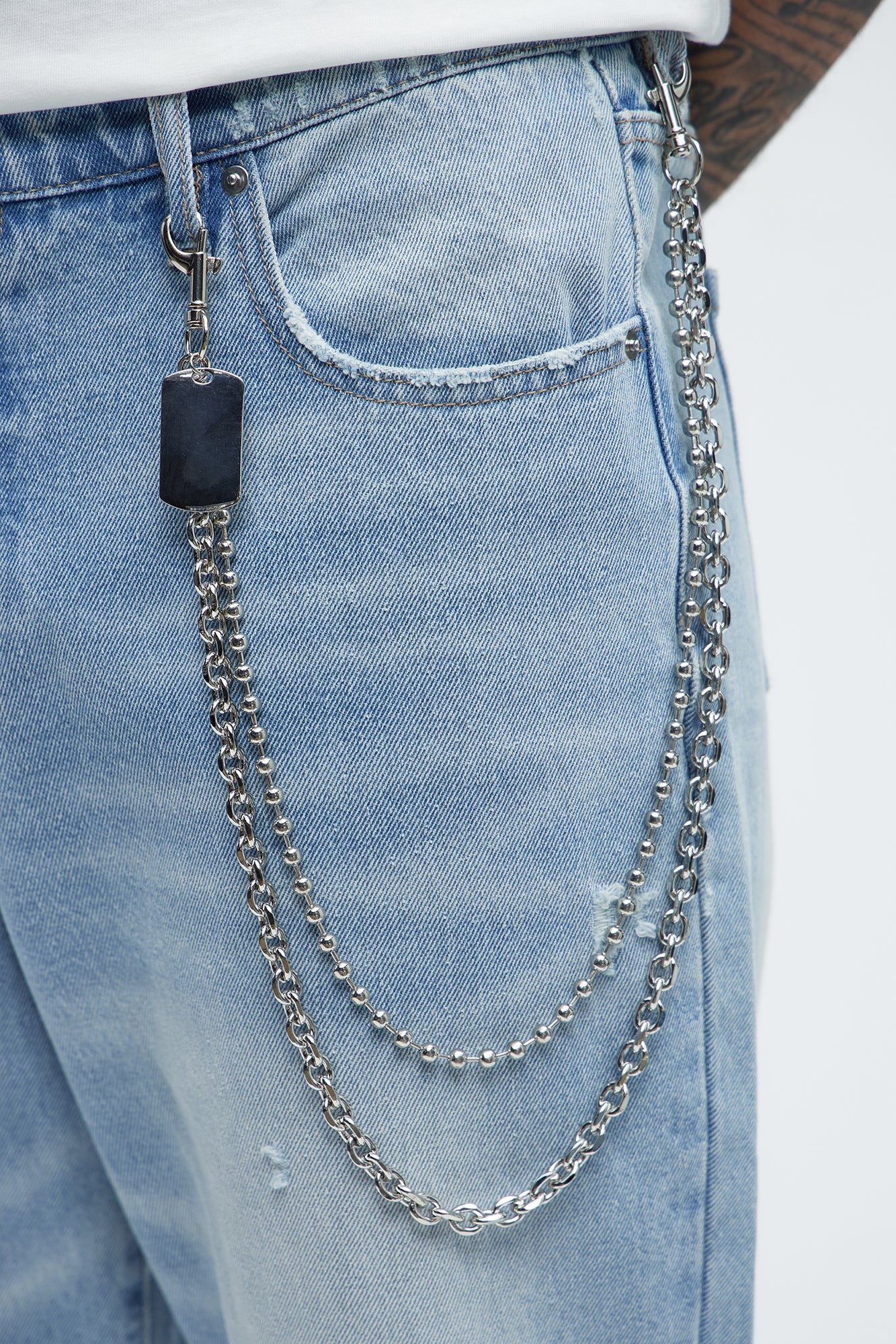 Lullaby Stacked Dog Chain Pants Chain - Silver