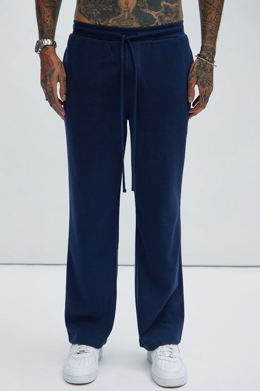 Cairo Textured Straight Pants - Navy