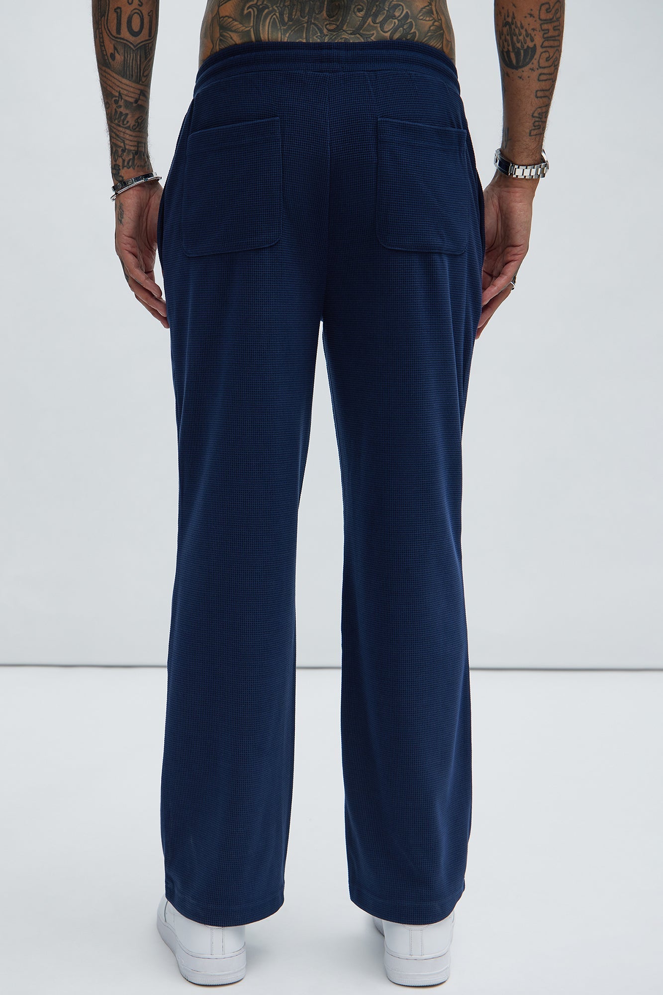 Cairo Textured Straight Pants - Navy