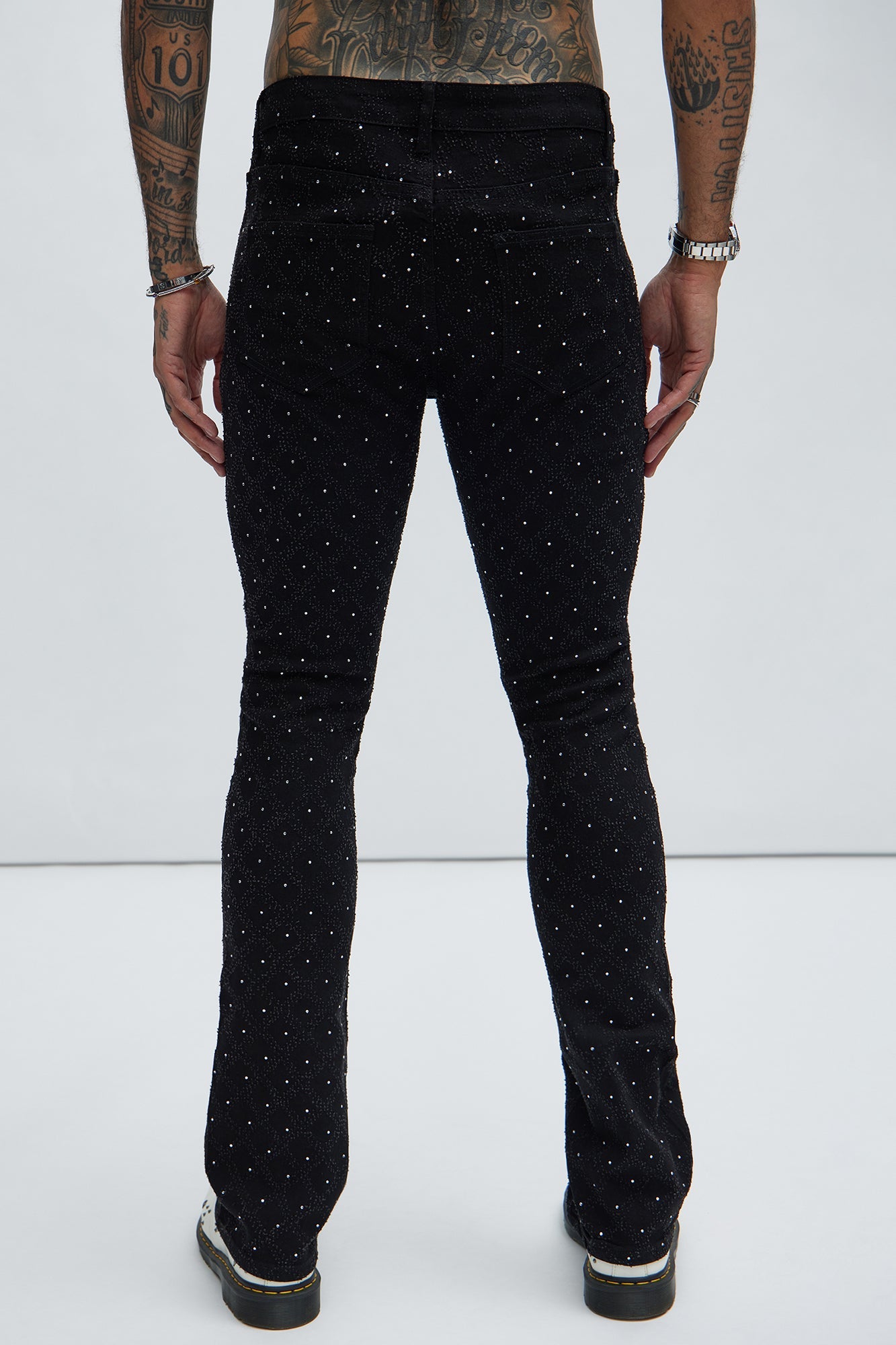I Be Jeweled Stacked Skinny Flare Jeans - Black