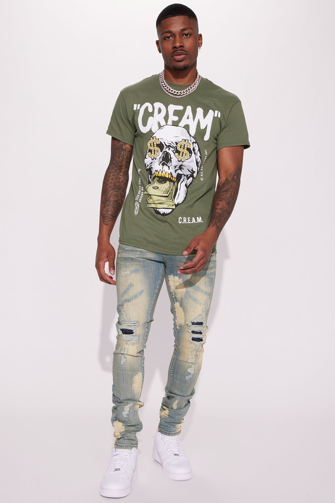 Cream All Day Short Sleeve Tee - Sage