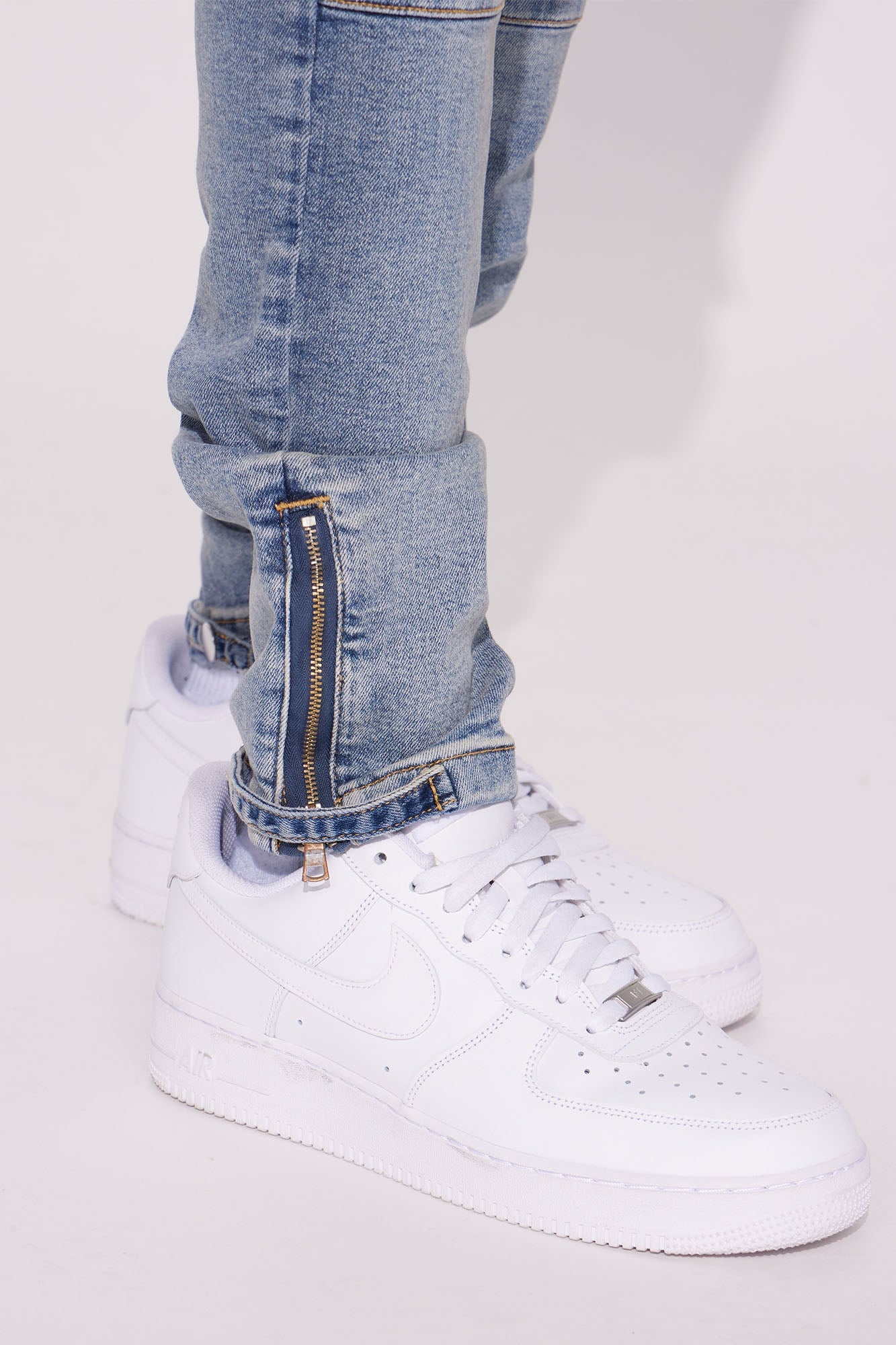 Out Of Control Stacked Skinny Jeans - Light Blue Wash