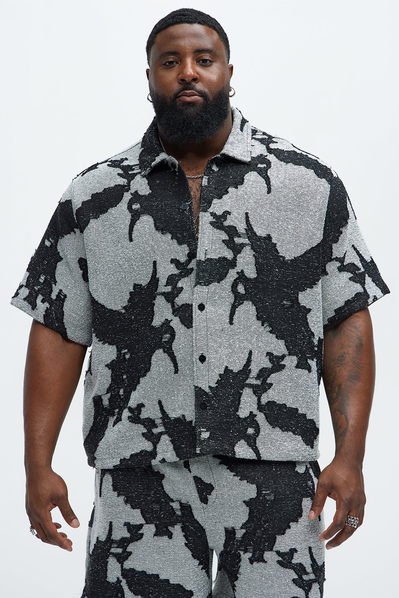 Inkblot Button Up Shirt - Black/combo