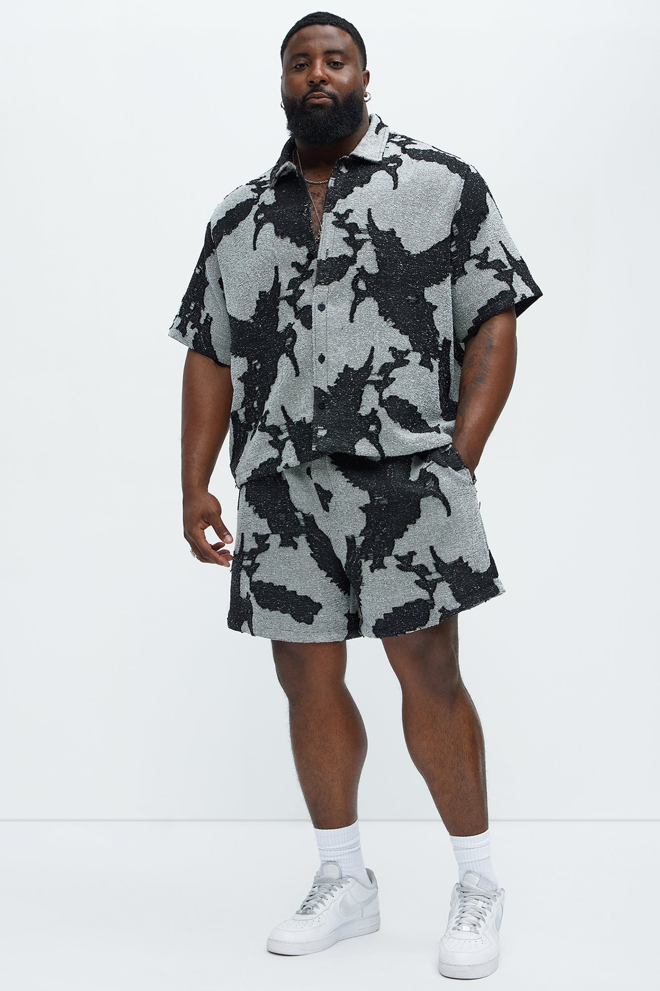 Inkblot Textured Shorts - Black/combo