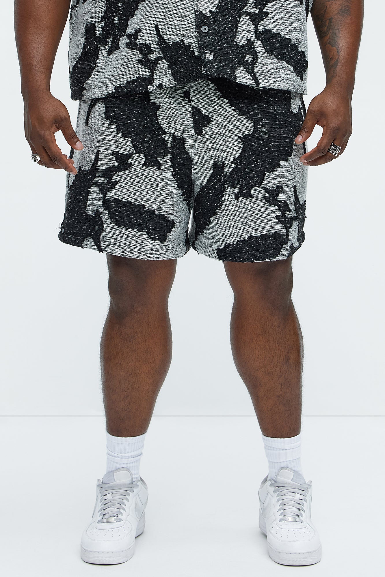 Inkblot Textured Shorts - Black/combo