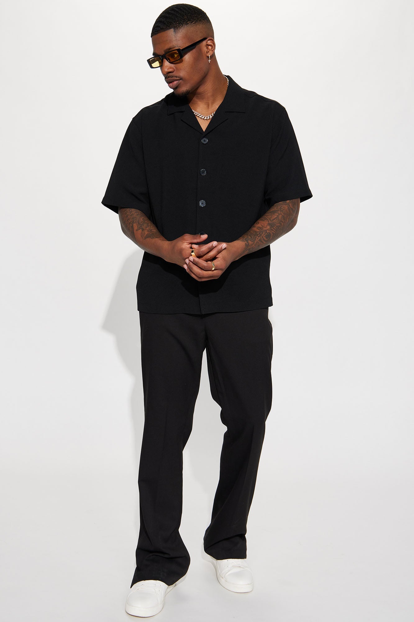 Golden Hour Short Sleeve Button Up - Black