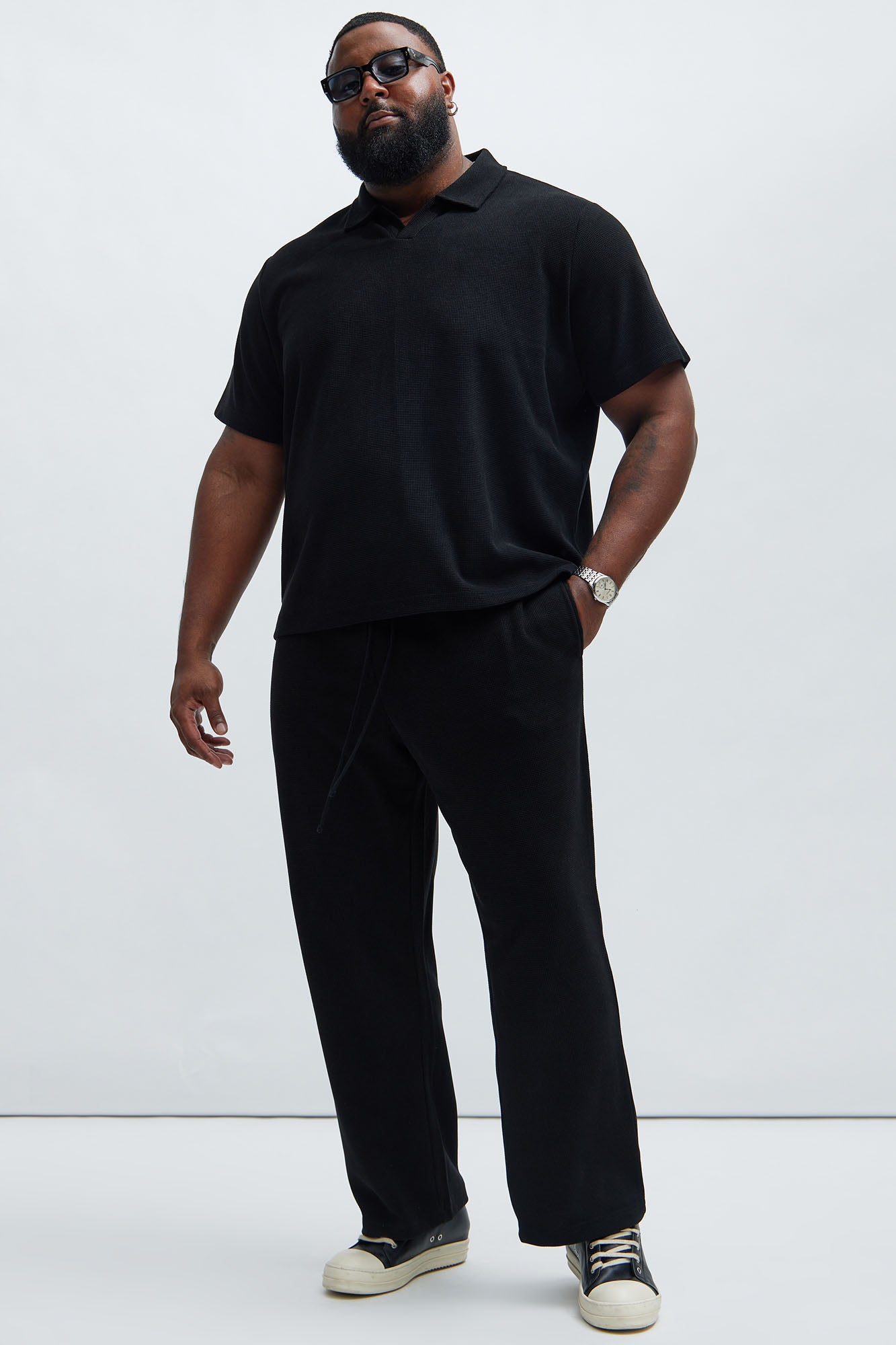 Cairo Textured Straight Pants - Black