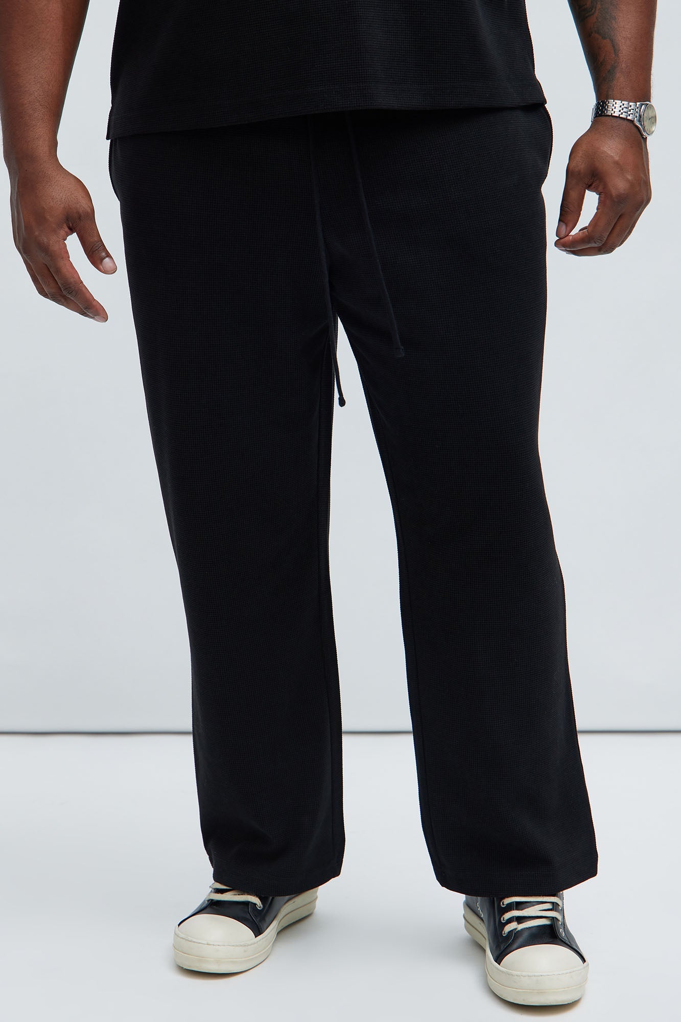 Cairo Textured Straight Pants - Black