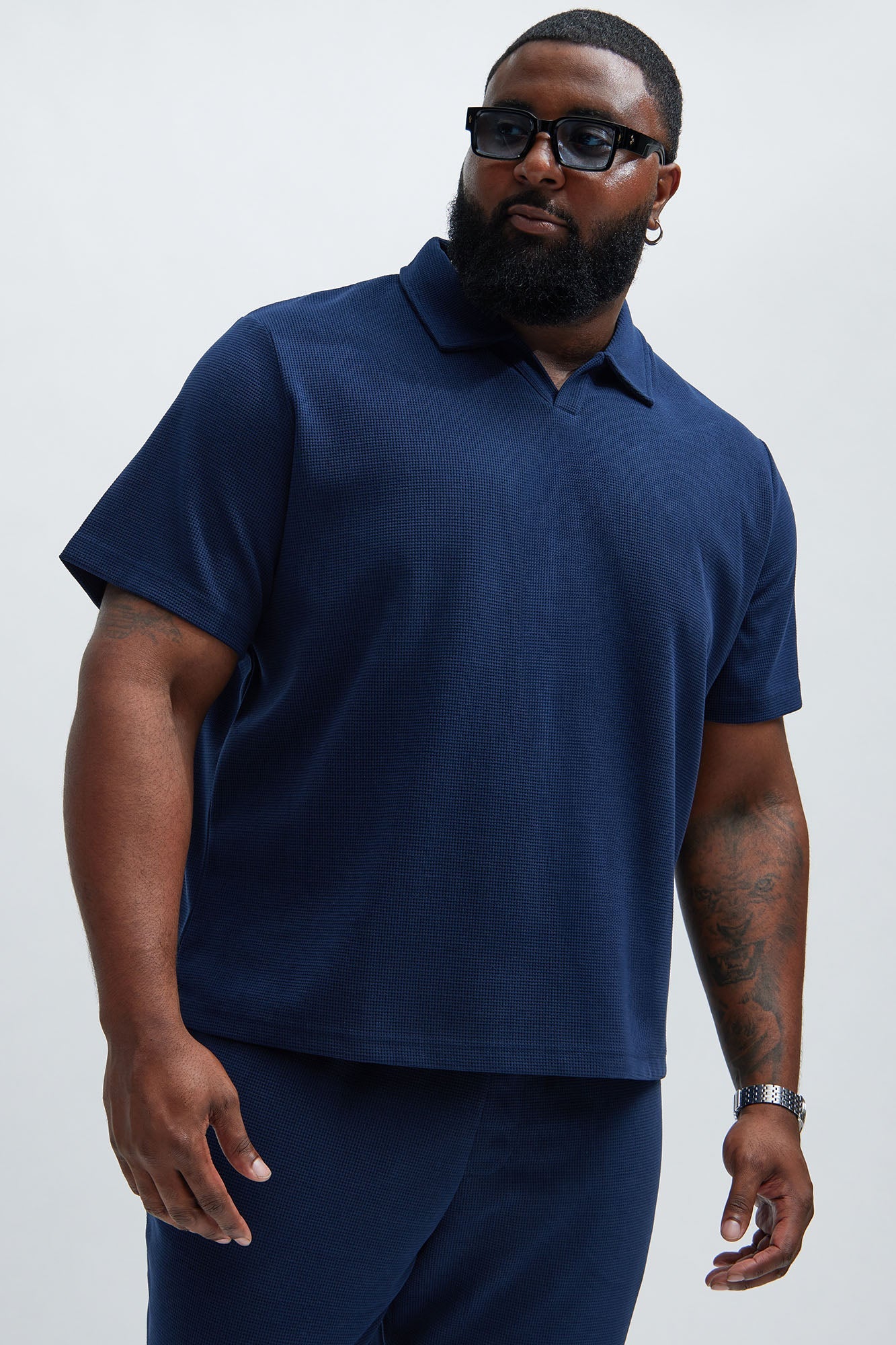 Cairo Textured Polo - Navy