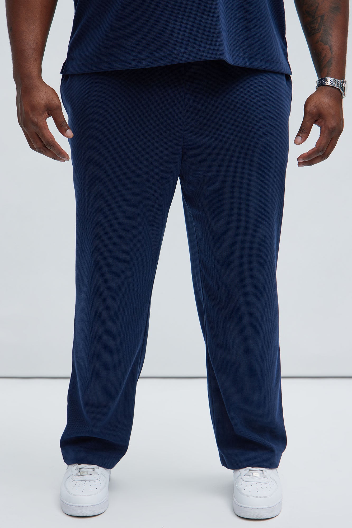 Cairo Textured Straight Pants - Navy