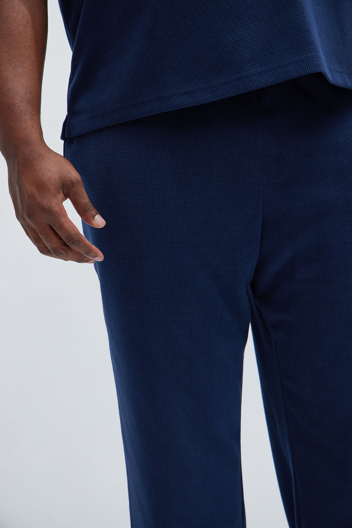 Cairo Textured Straight Pants - Navy