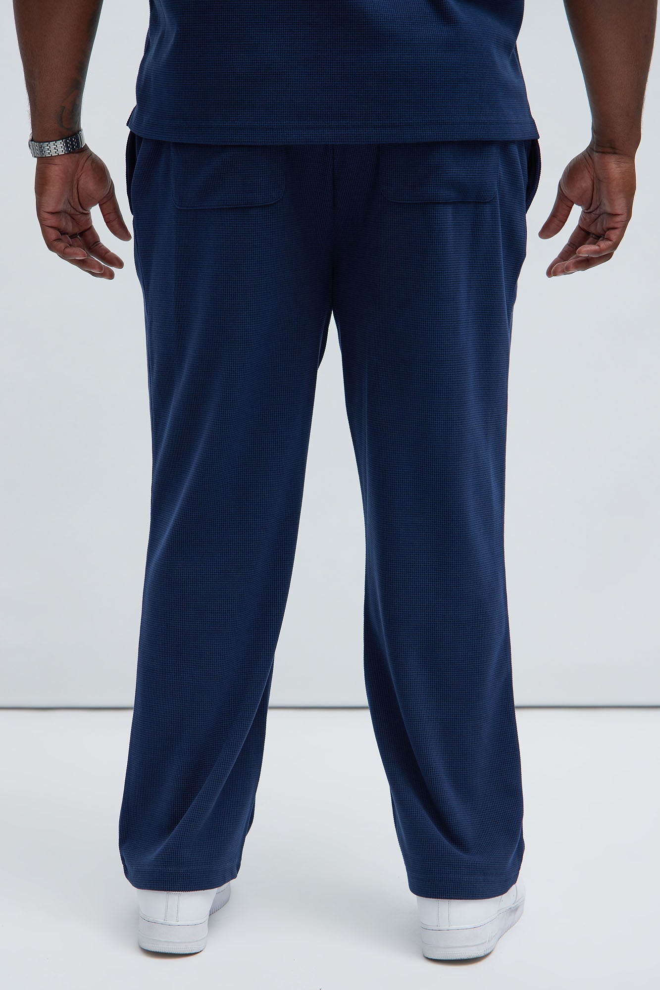 Cairo Textured Straight Pants - Navy
