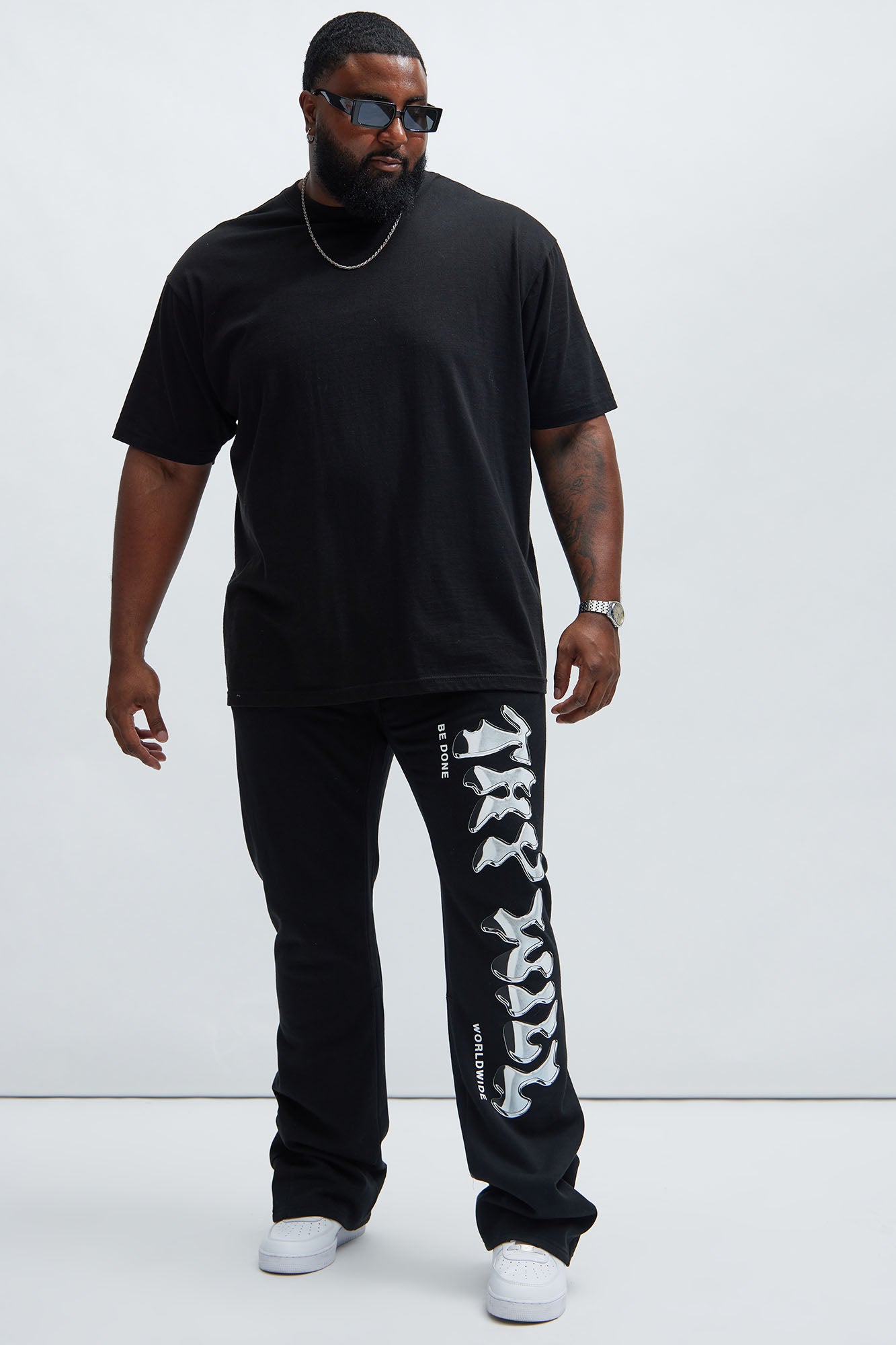 Thy Will Chrome Flare Sweatpant - Black