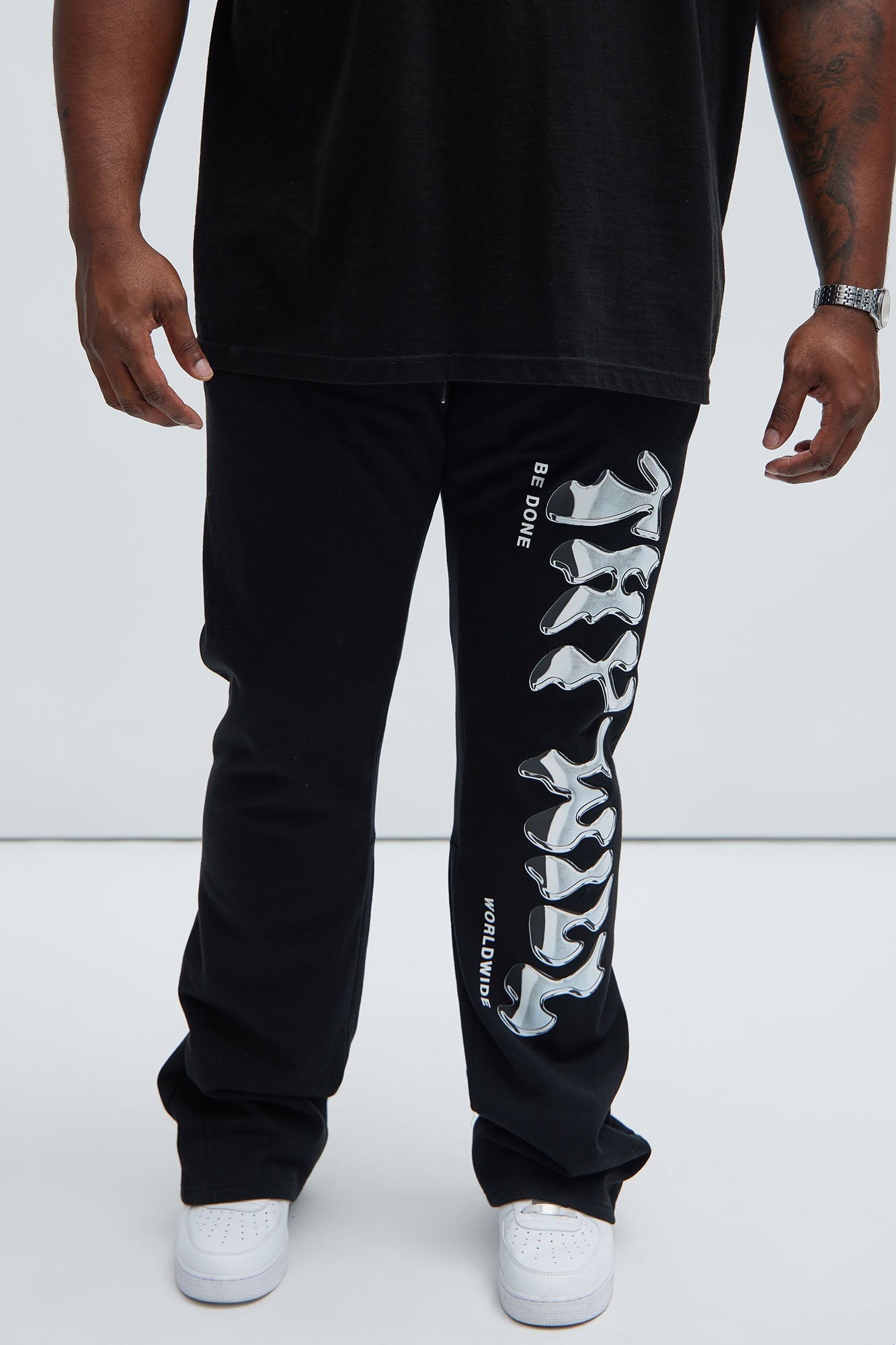 Thy Will Chrome Flare Sweatpant - Black