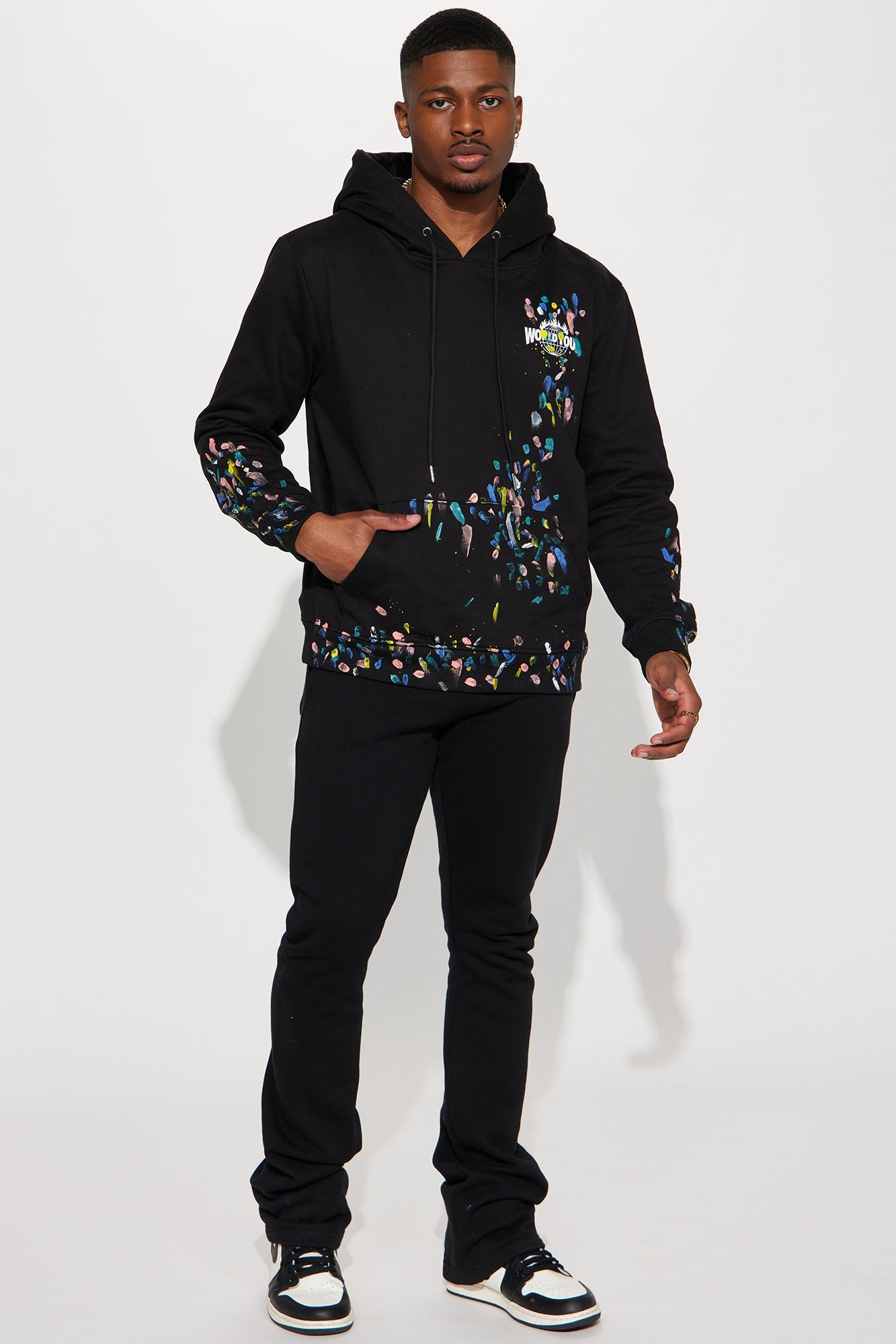 Tyson Skinny Stacked Flare Sweatpant - Black