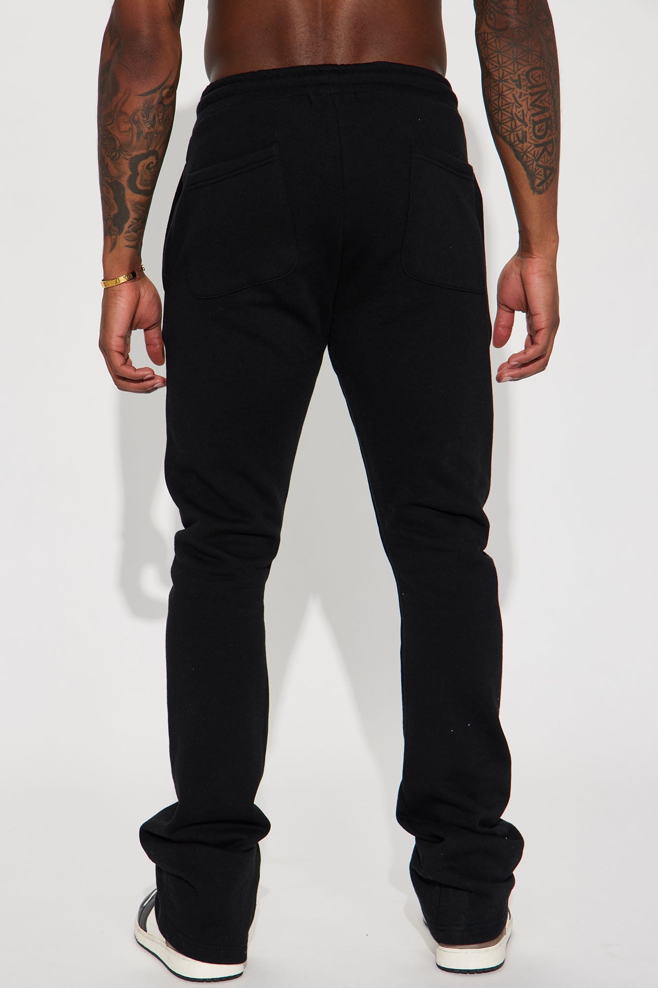 Tyson Skinny Stacked Flare Sweatpant - Black