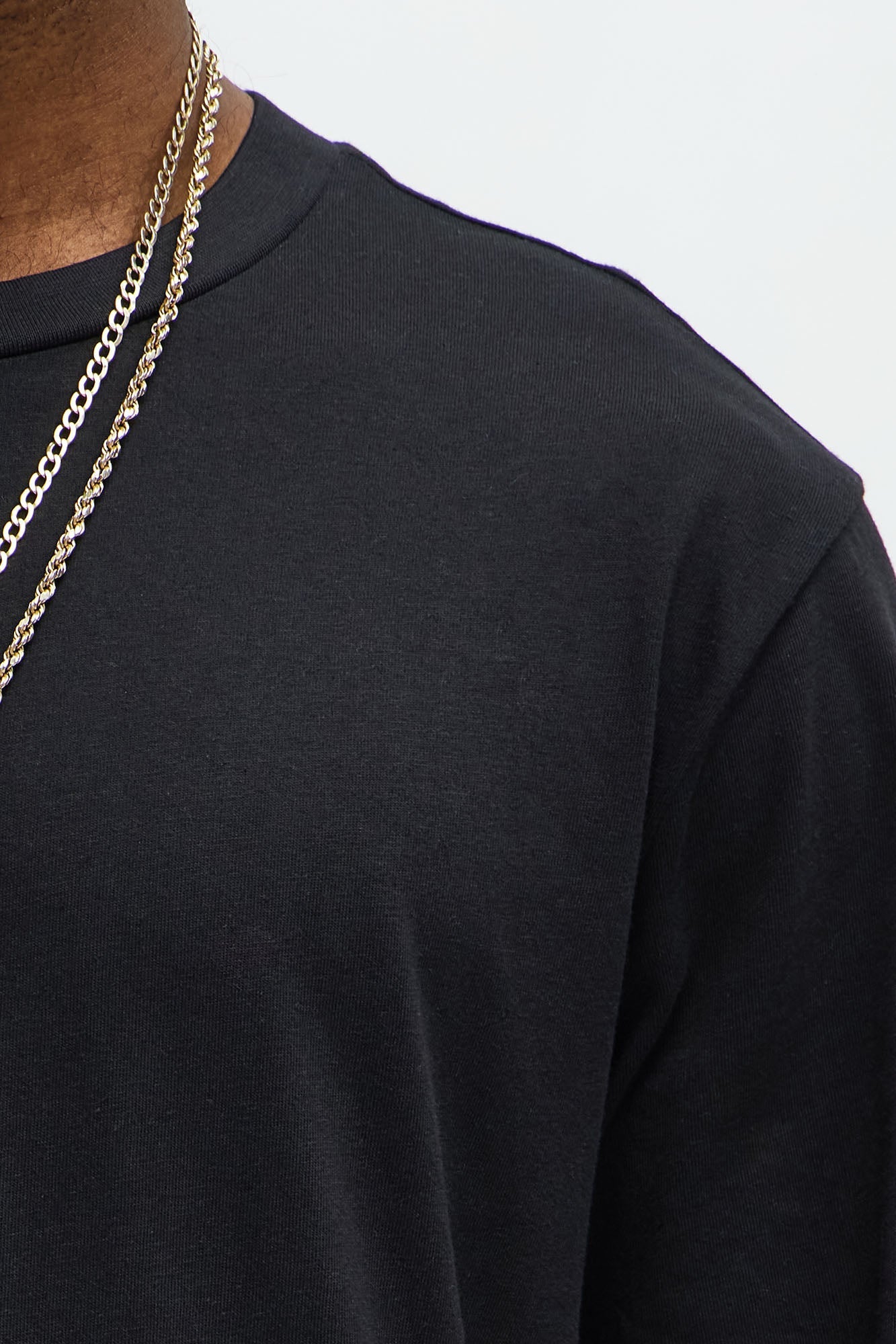 Essential Long Sleeve Scallop Tee - Black