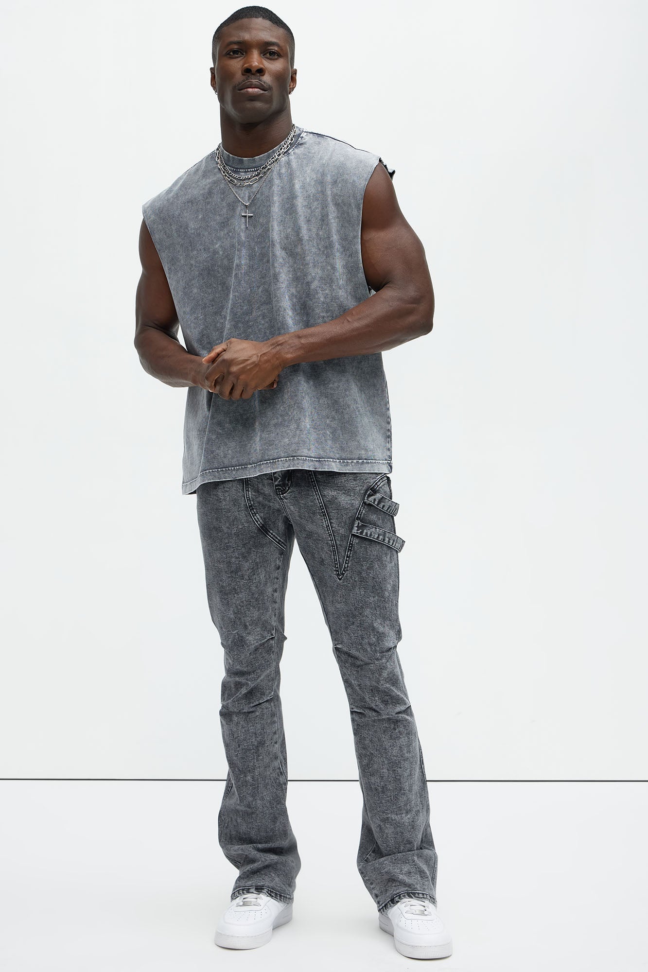 Relaxed Vintage Wash Heavyweight Muscle Tee - Grey/Smoke