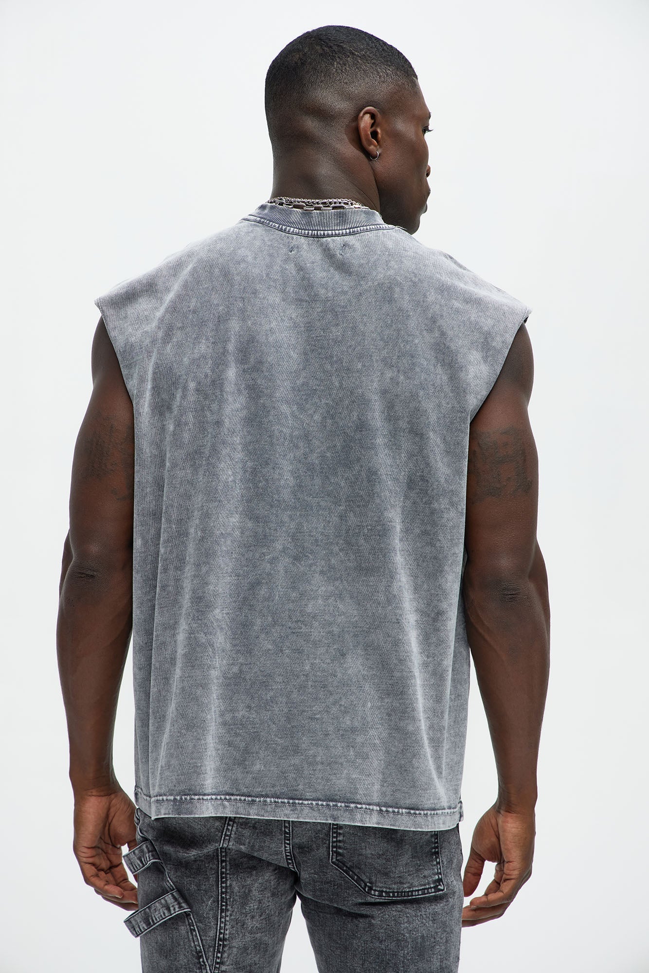 Relaxed Vintage Wash Heavyweight Muscle Tee - Grey/Smoke