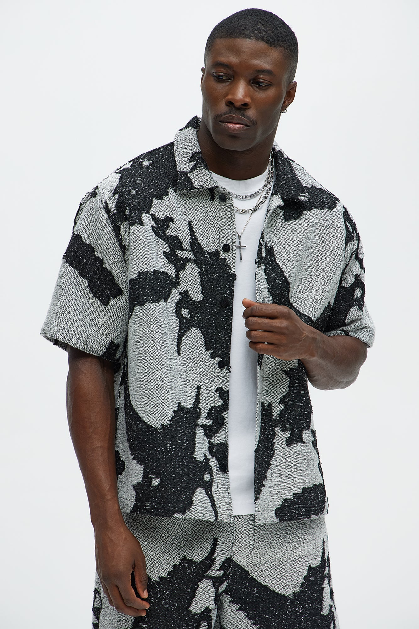 Inkblot Button Up Shirt - Black/combo