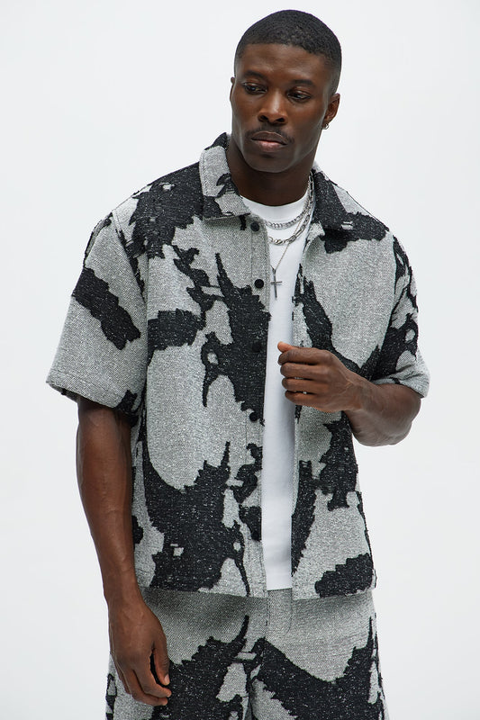 Inkblot Button Up Shirt - Black/combo