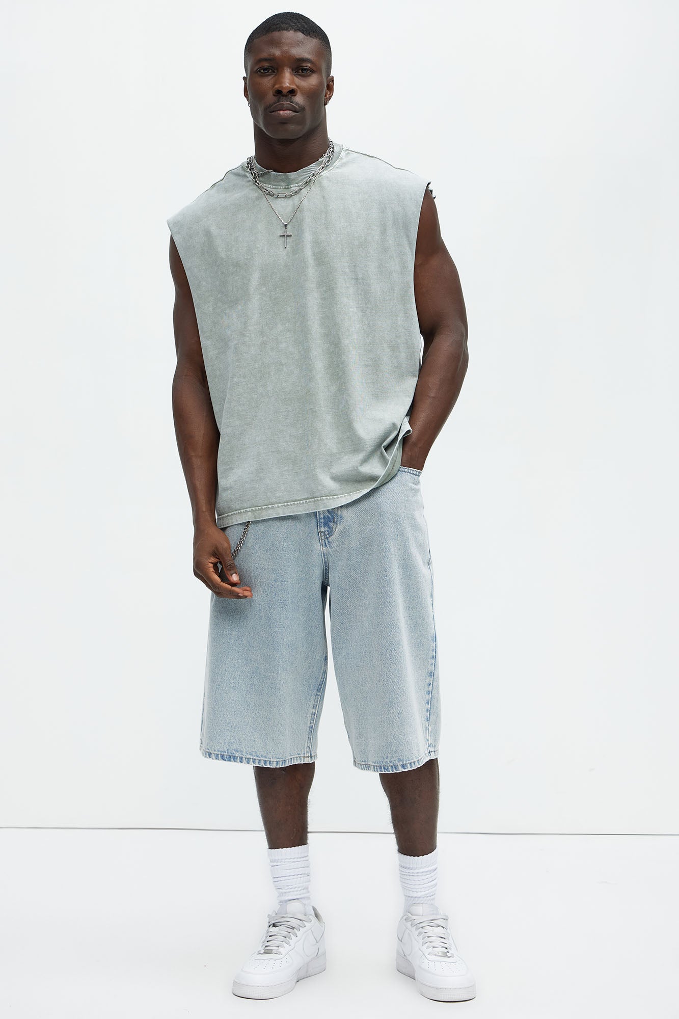 Relaxed Vintage Wash Heavyweight Muscle Tee - Sage