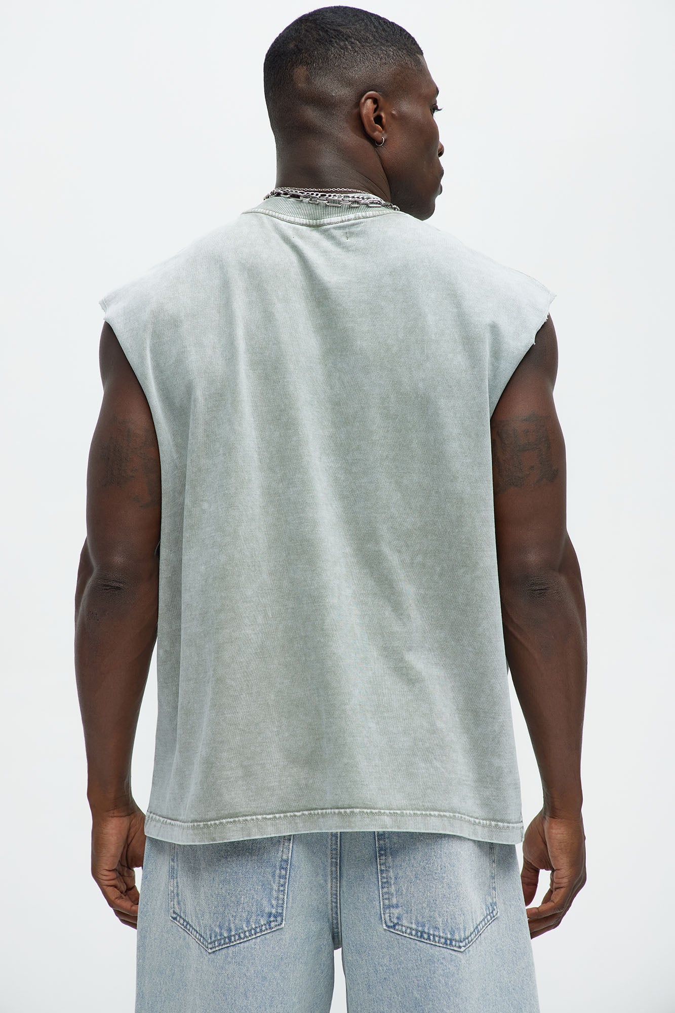 Relaxed Vintage Wash Heavyweight Muscle Tee - Sage