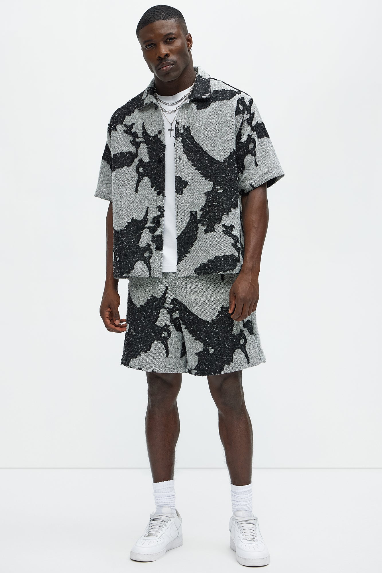 Inkblot Textured Shorts - Black/combo