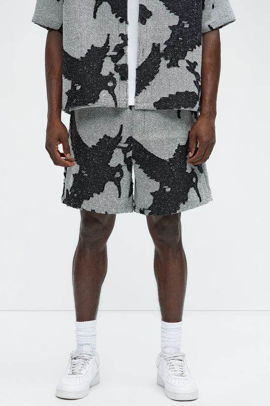 Inkblot Textured Shorts - Black/combo