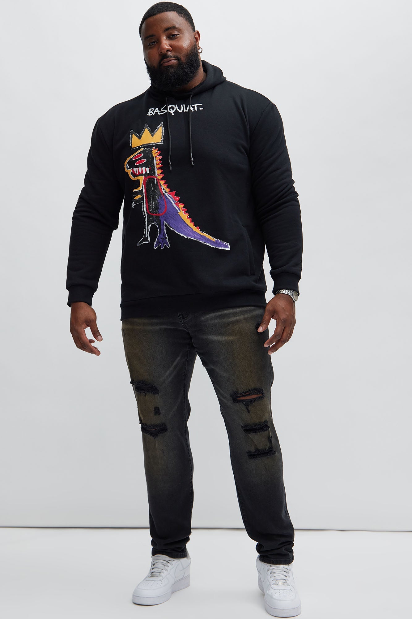 Basquiat Dinosaur Hoodie - Black