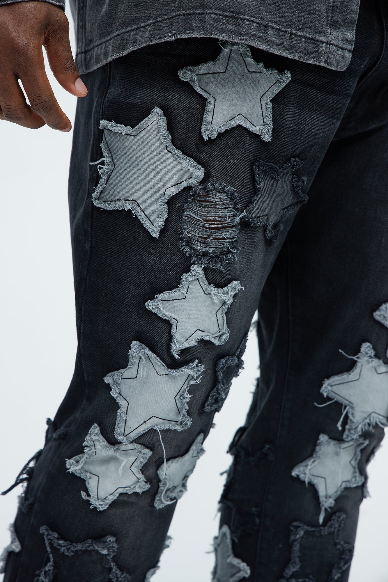 Counting Stars Stacked Slim Flare Jeans - Black Wash